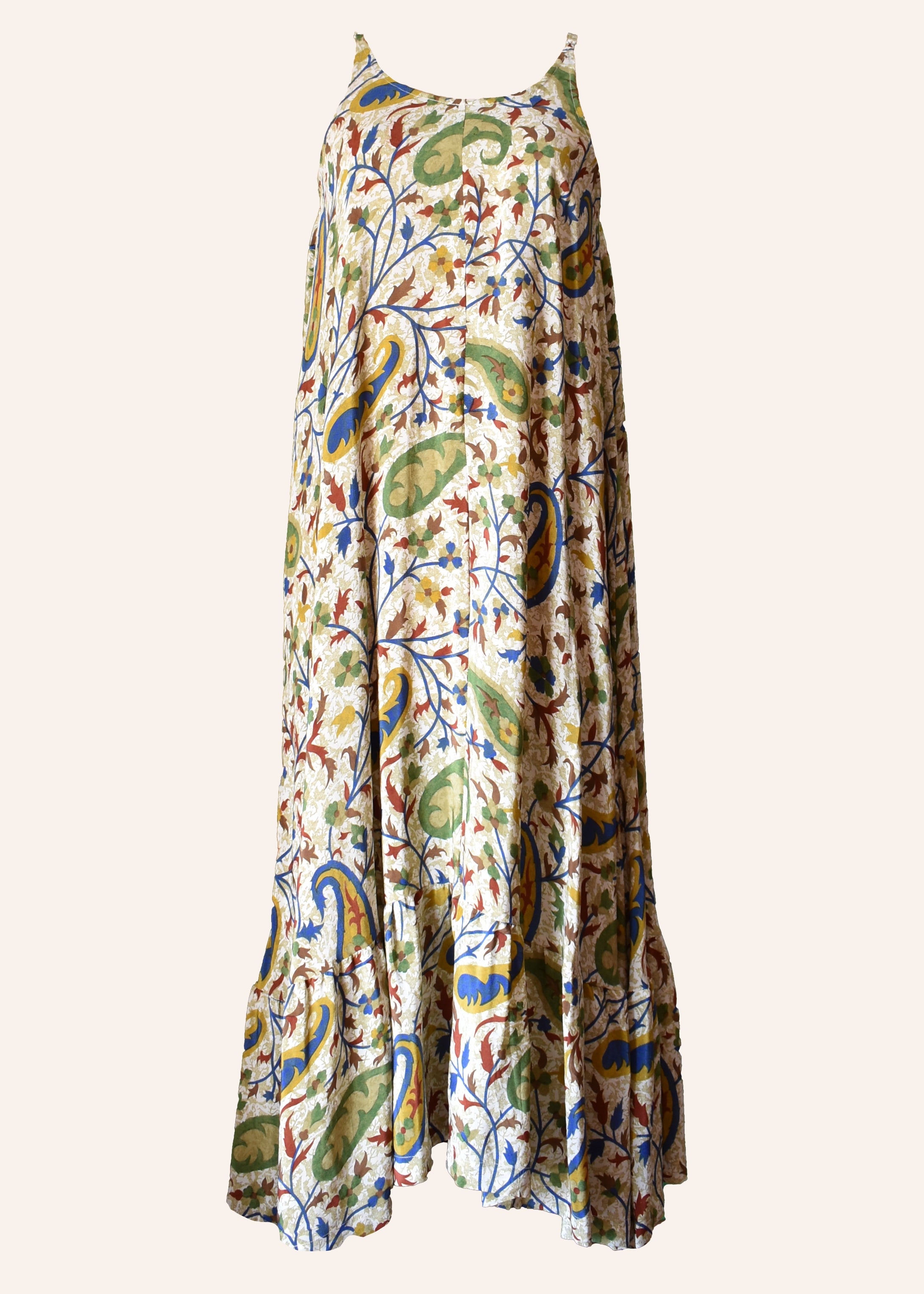 Eustoma Silk Crepe Swing Maxi Dress ~ Mexicola L