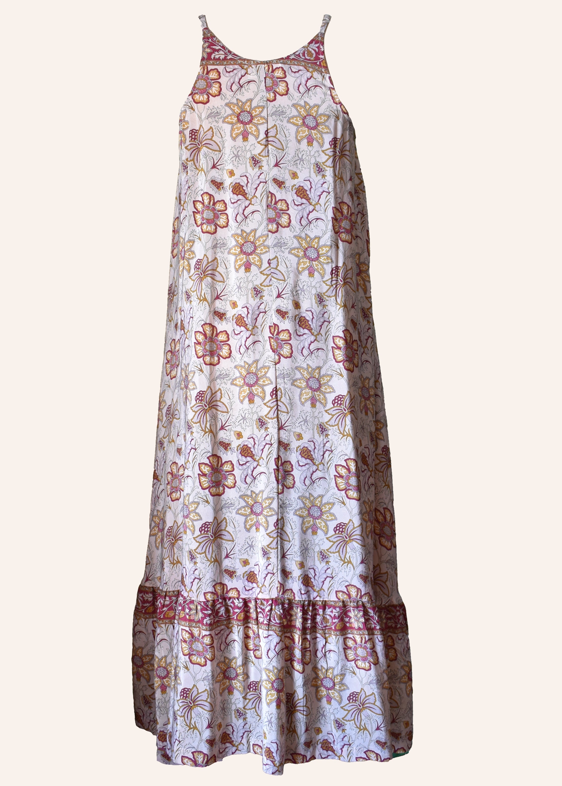 Eustoma Silk Crepe Swing Maxi Dress ~ Solitary L