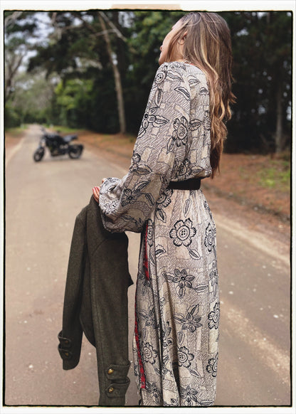 Caladium Wrap Silk Dress ~ Kalamata XL