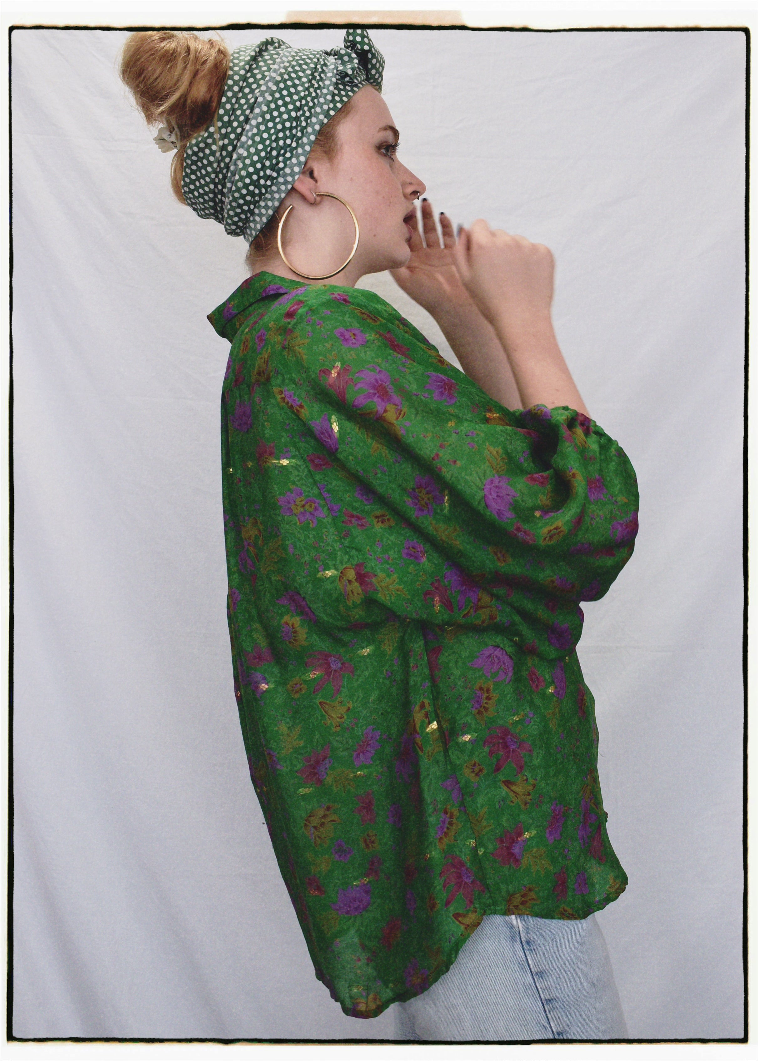Ochna Silk Crepe Shirt ~ Sapphire S &amp; L
