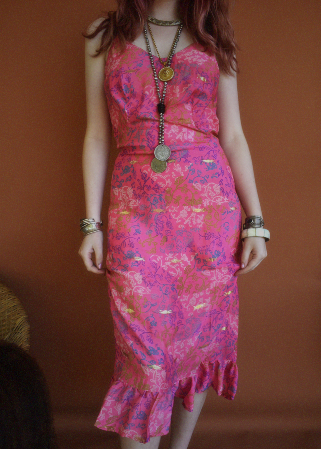 Rumex Silk Slip Dress ~ Azalea XL