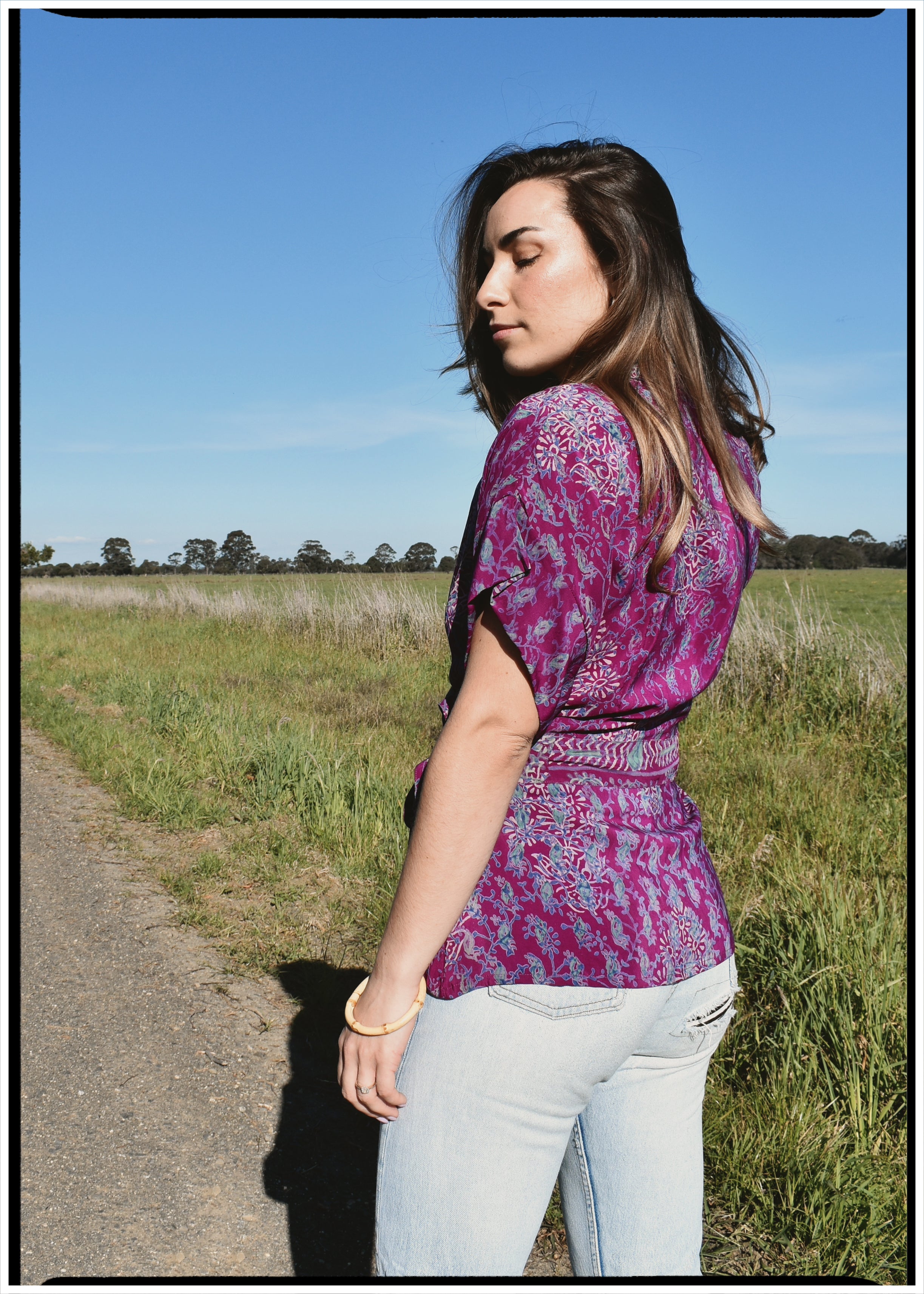 Bassia Silk Crepe Cross Tie Front Blouse ~ Serice M