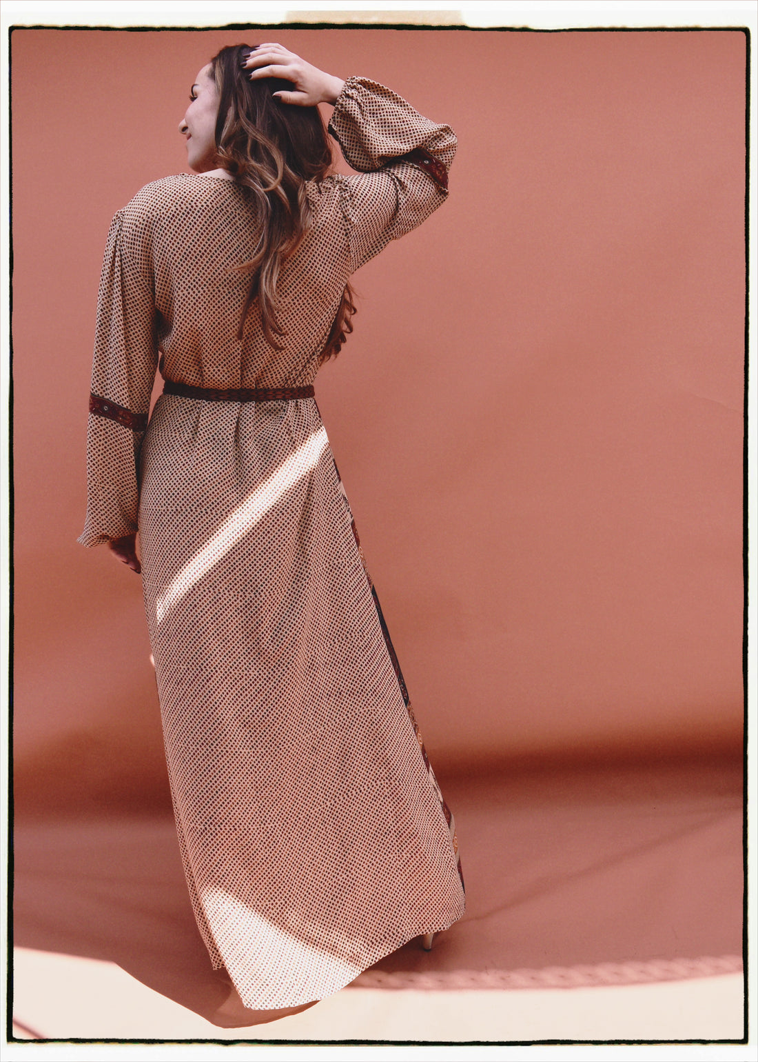 Zea Silk Crepe Kaftan Maxi Dress ~  Syrah XS