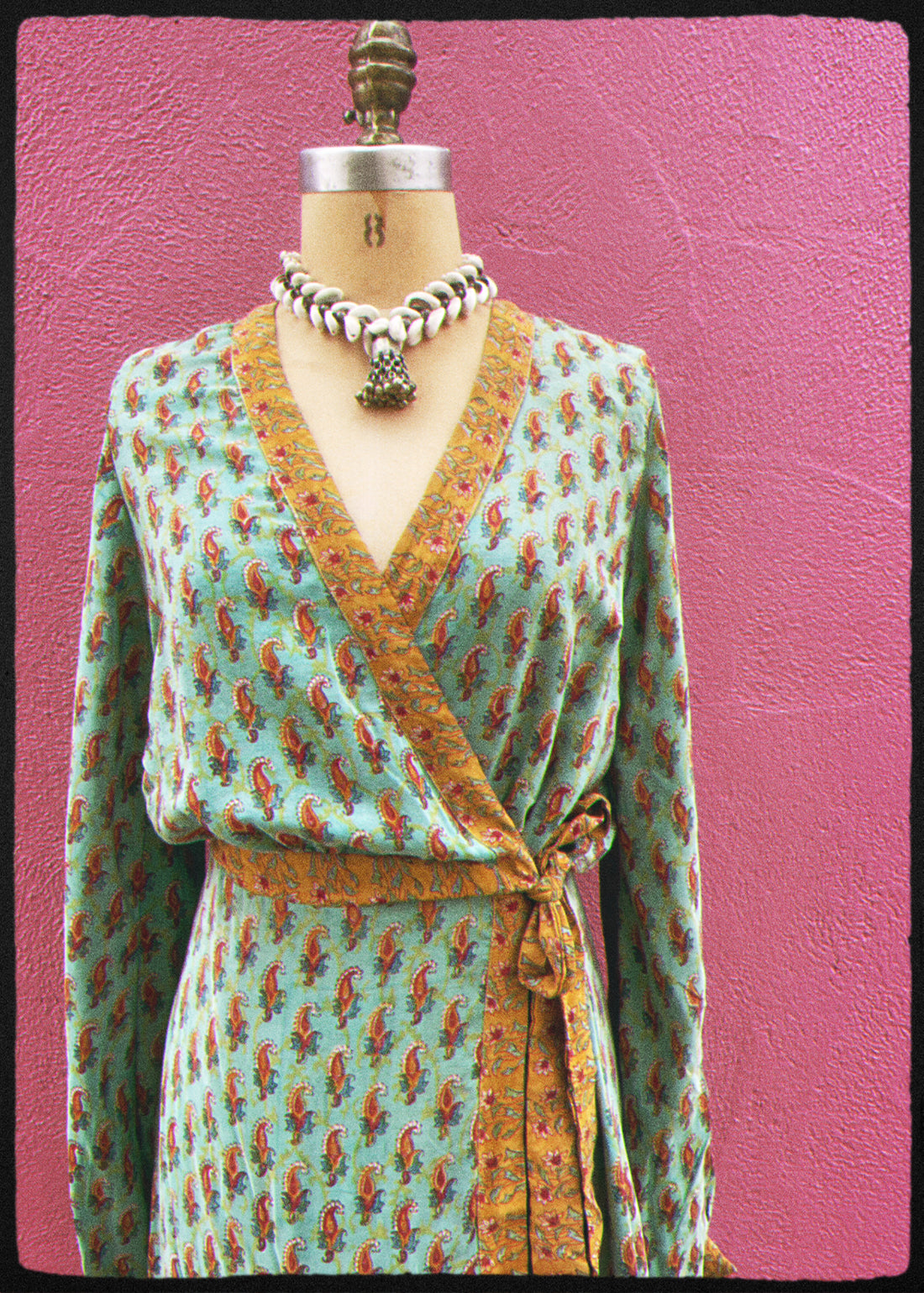 Caladium Silk Wrap Dress ~  Barbados XS
