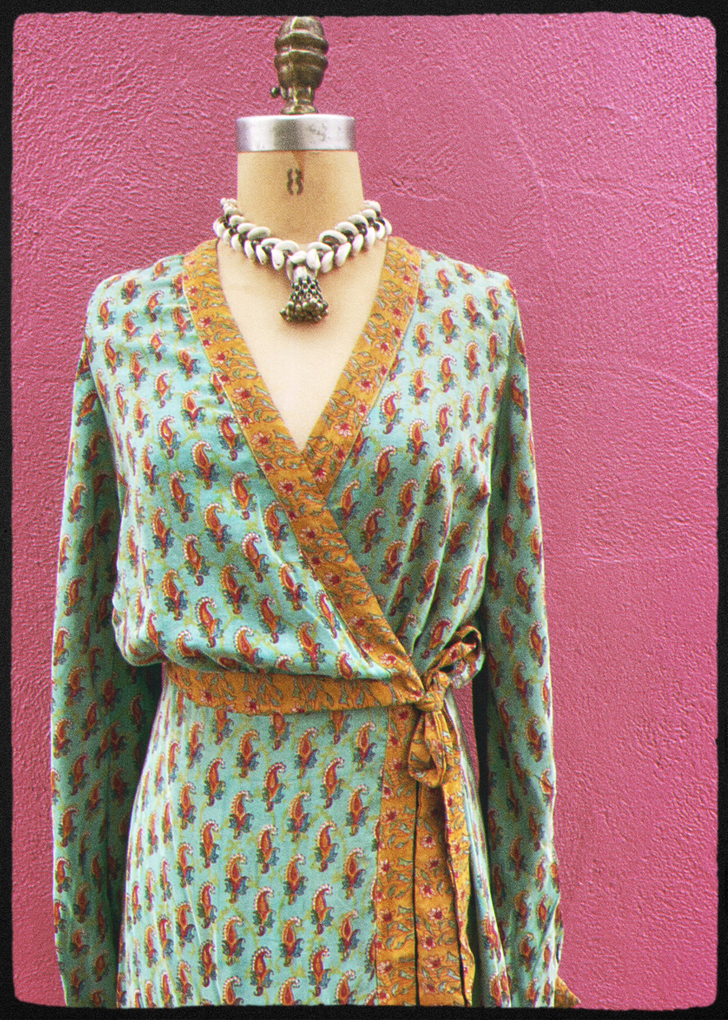 Caladium Silk Wrap Dress ~  Barbados XS