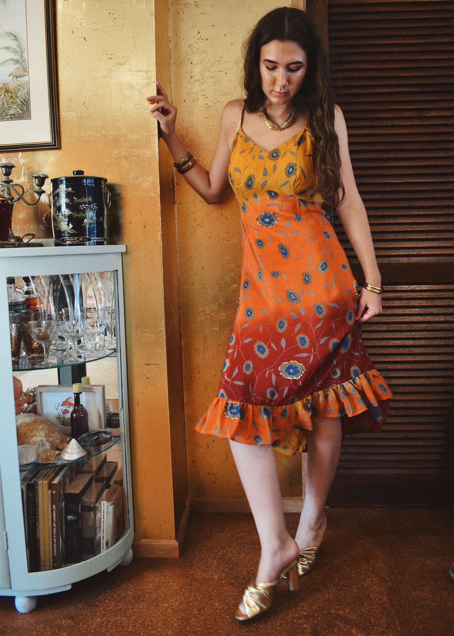 Rumex Silk Slip Dress ~ Tequila Sunrise S