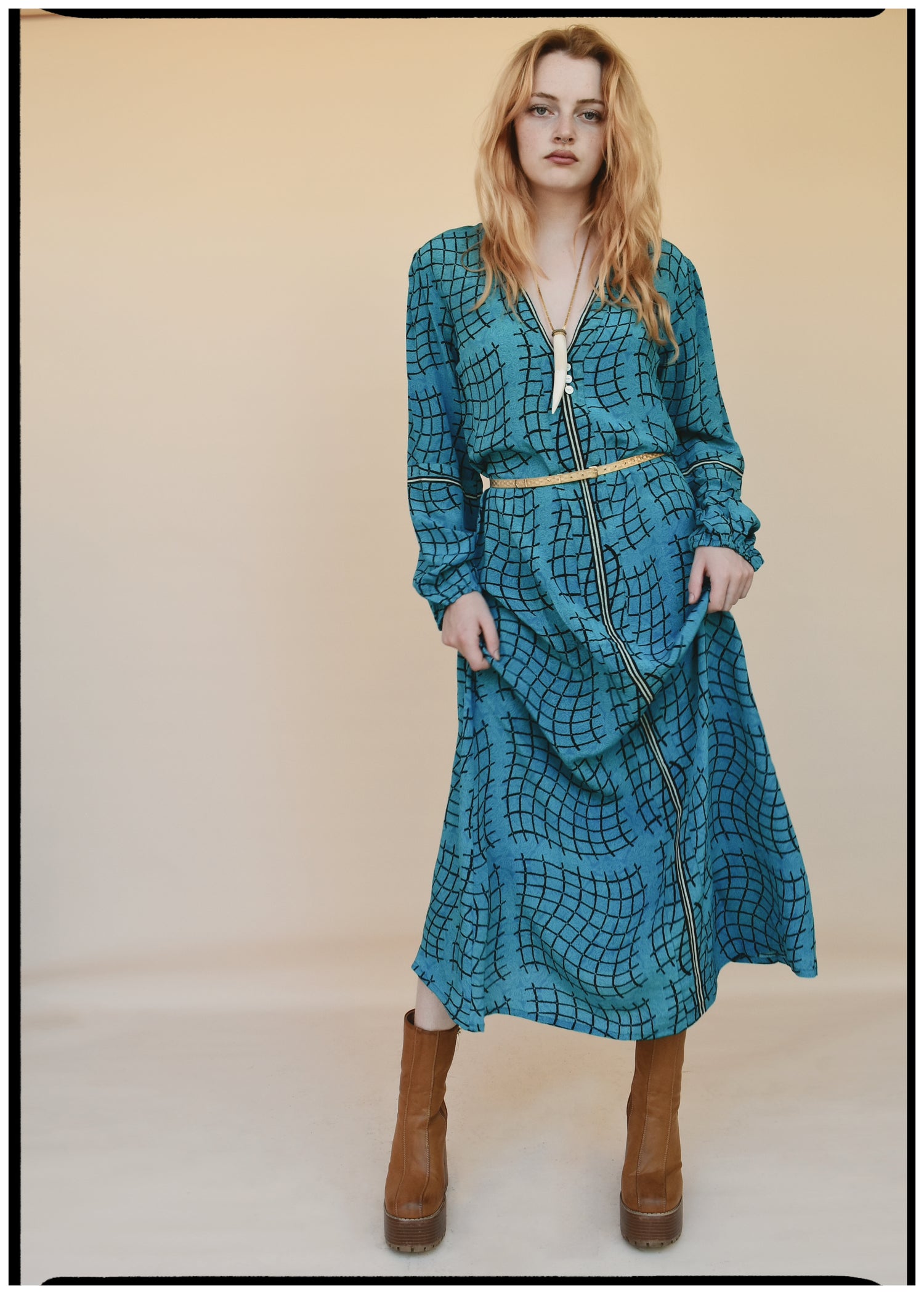 Zea Silk Crepe Kaftan Maxi Dress ~  Cendre XS