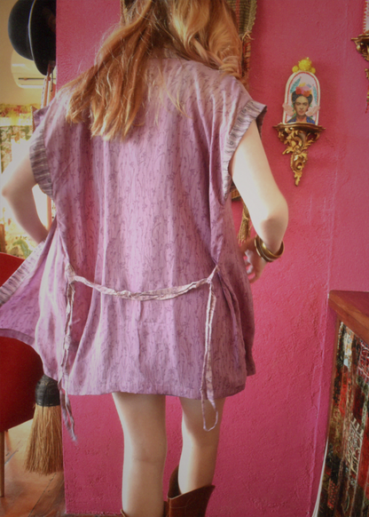Pilea Silk Crepe Wrap Kimono Top ~ Mauve S/M