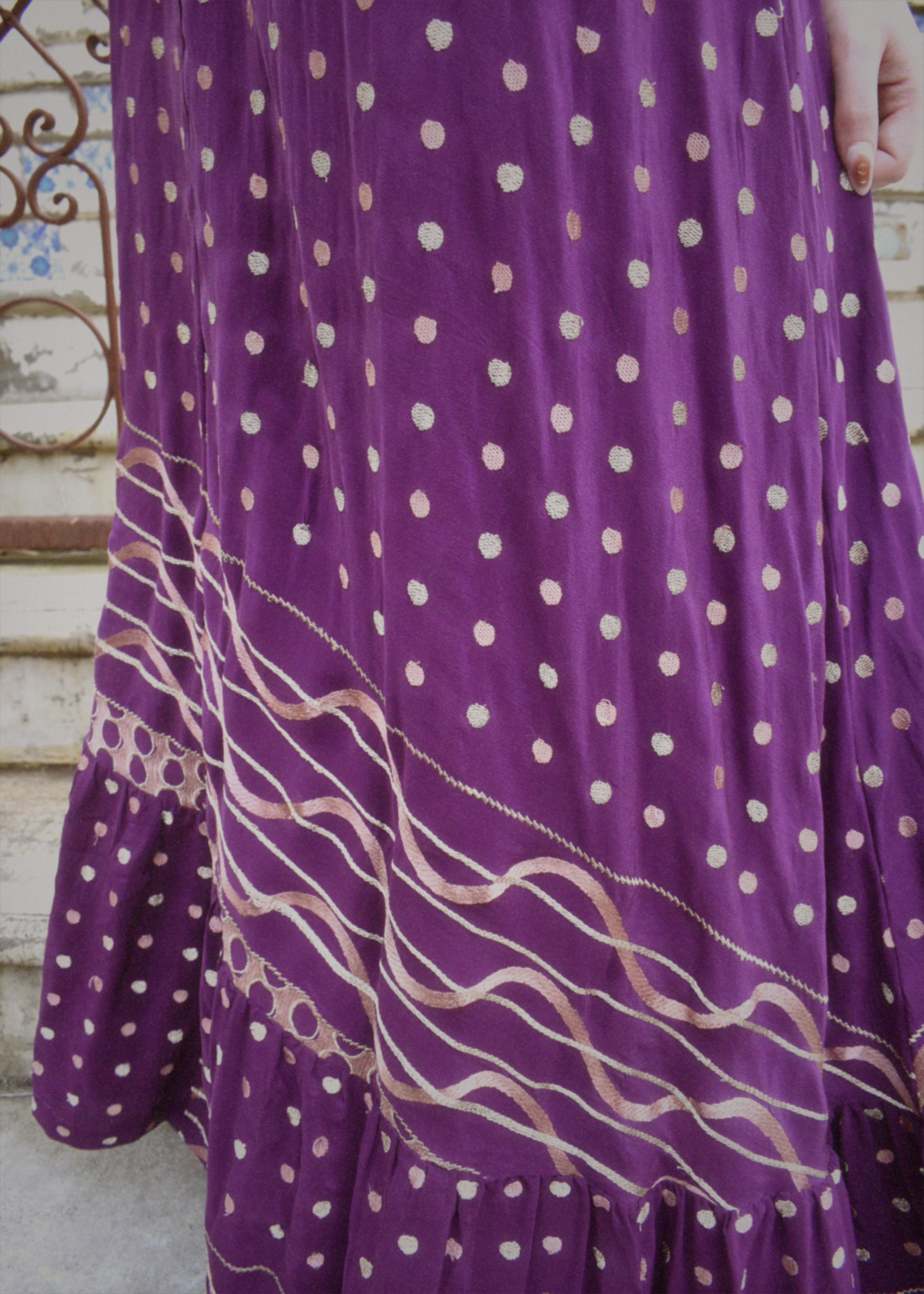 Eustoma Silk Crepe Swing Maxi Dress ~  Amaranth S