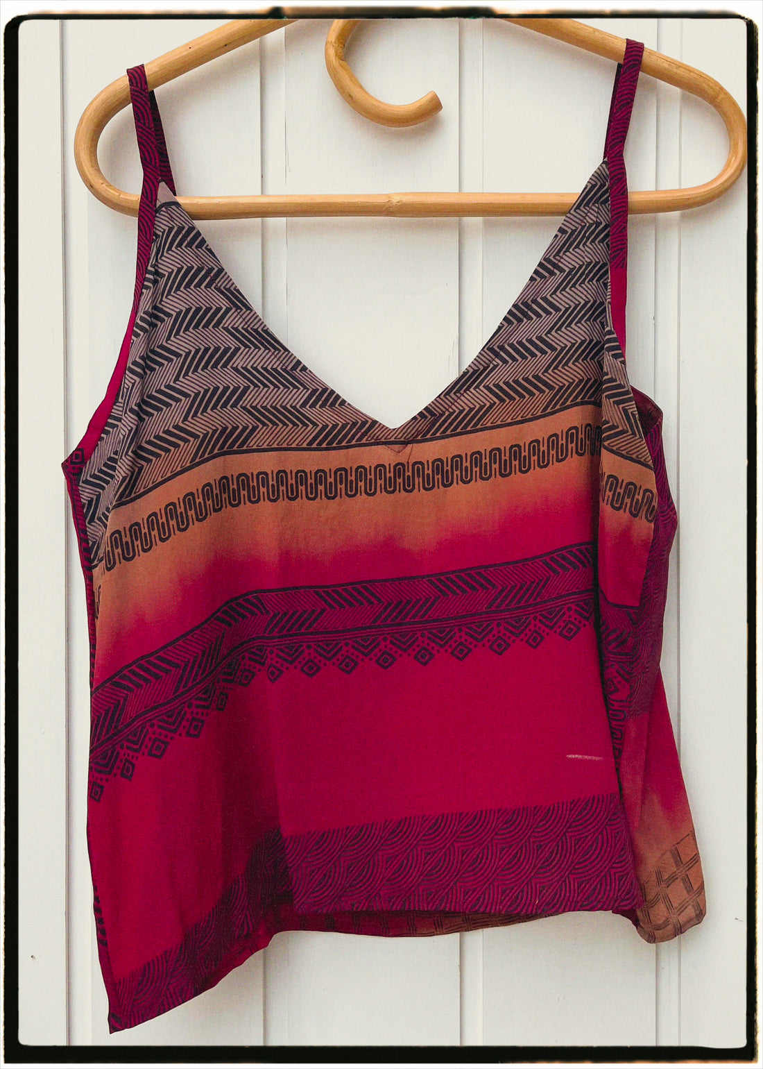 Reseda Silk Crepe Camisole Top ~ Burgundy M