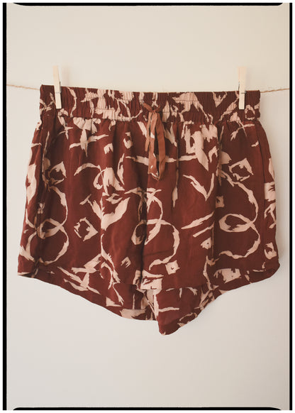 Fumaria Silk Shorts ~ Auburn S