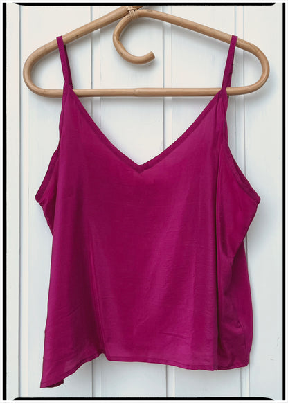Reseda Silk Crepe Camisole Top ~ Fuchsia XL