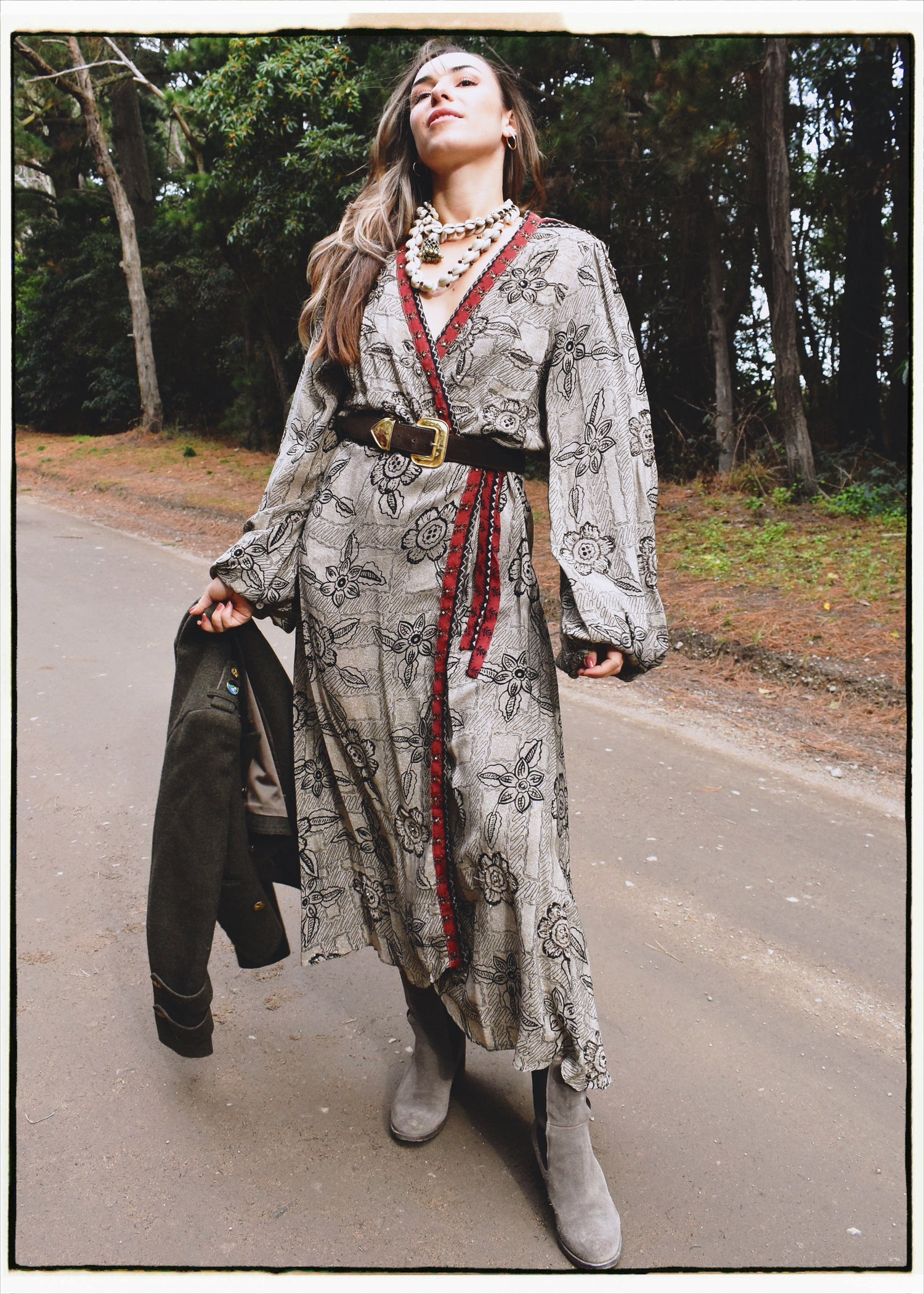 Caladium Wrap Silk Dress ~ Kalamata XL