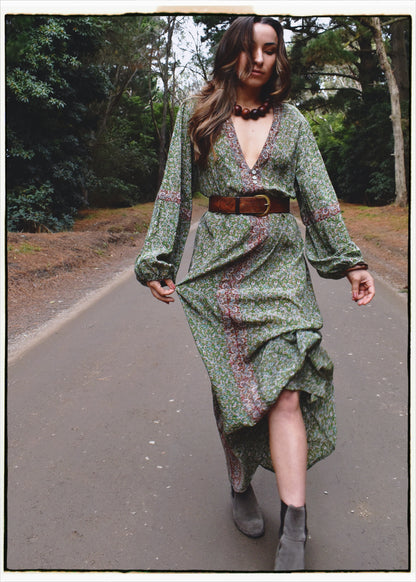 Zea Silk Crepe Kaftan Maxi Dress ~  Liberty M