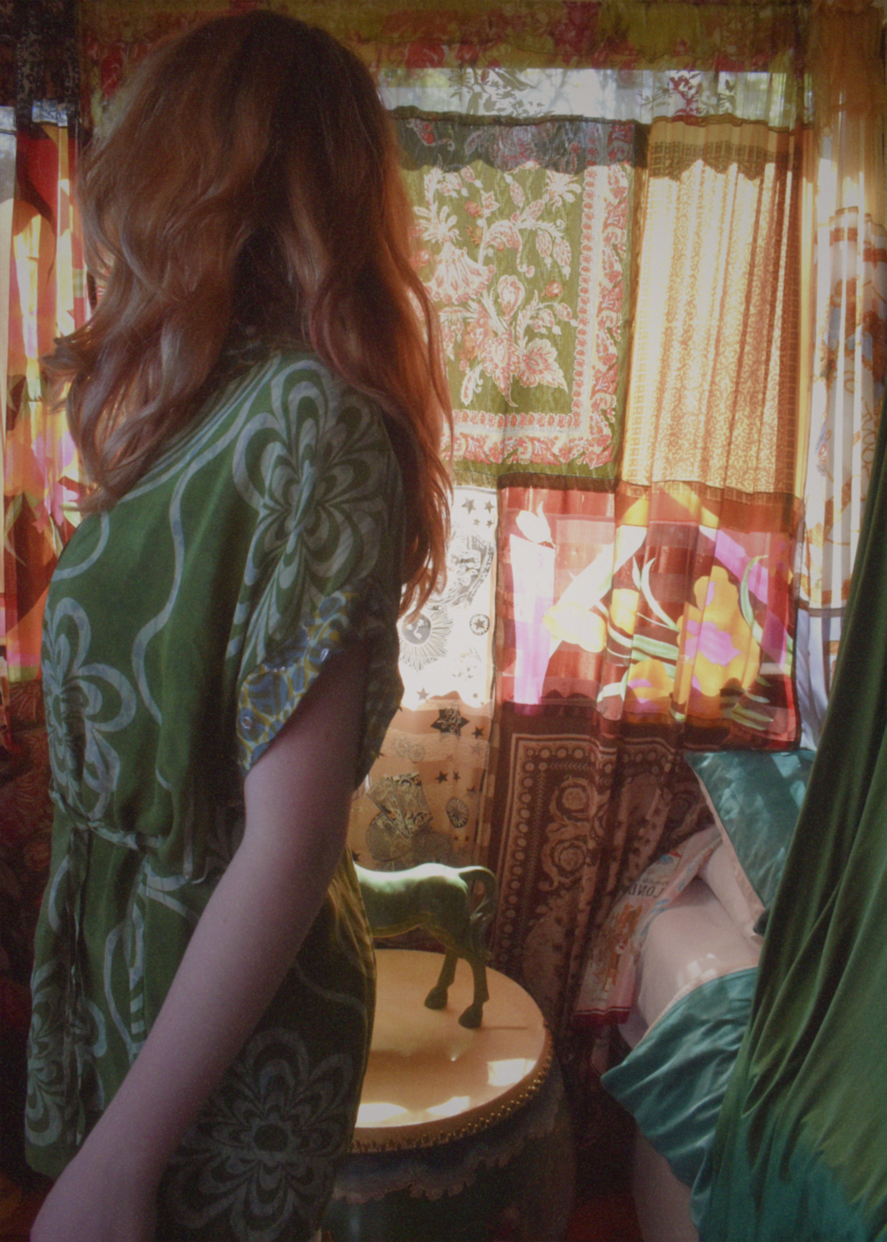 Pilea Silk Crepe Wrap Kimono Top ~ Kiwi L/XL