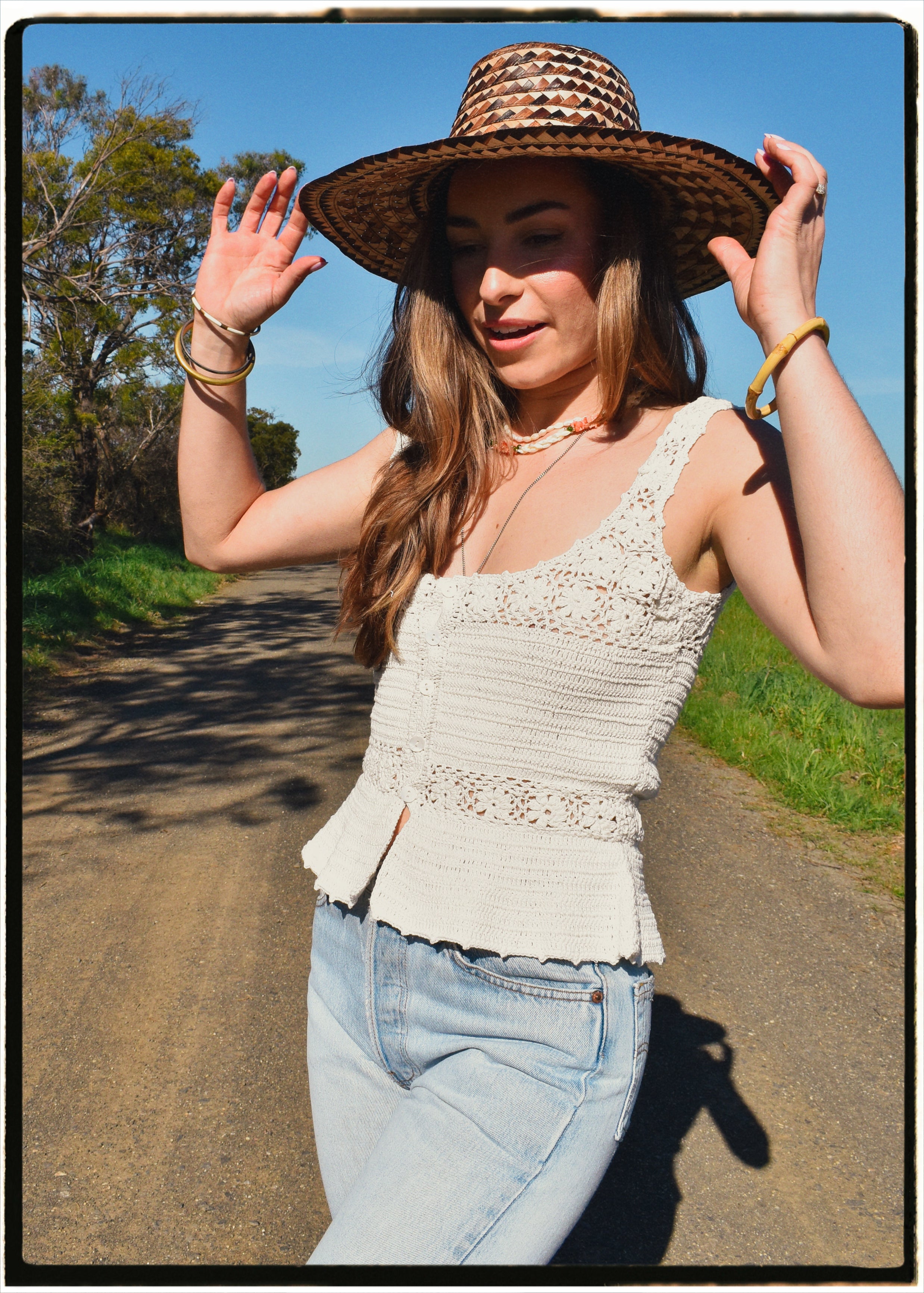 Alcea Hand-Crochet Button-Up Camisole ~ Ivory