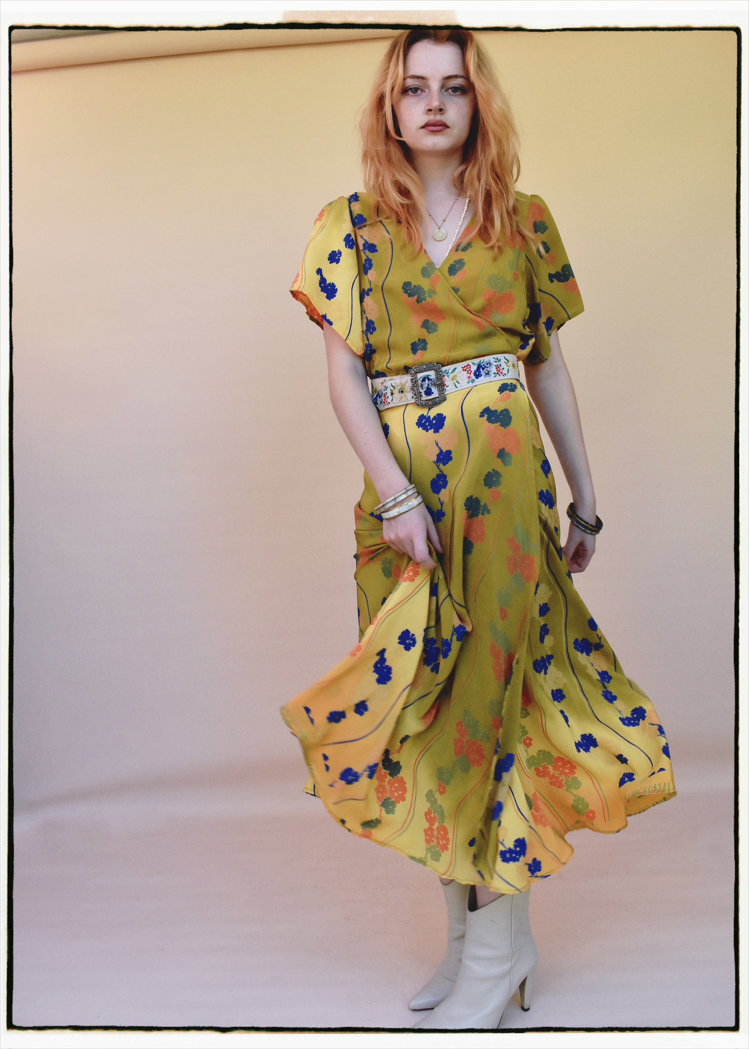 Liatris Silk Crepe Flutter Sleeve Wrap Dress ~ Ceylon L