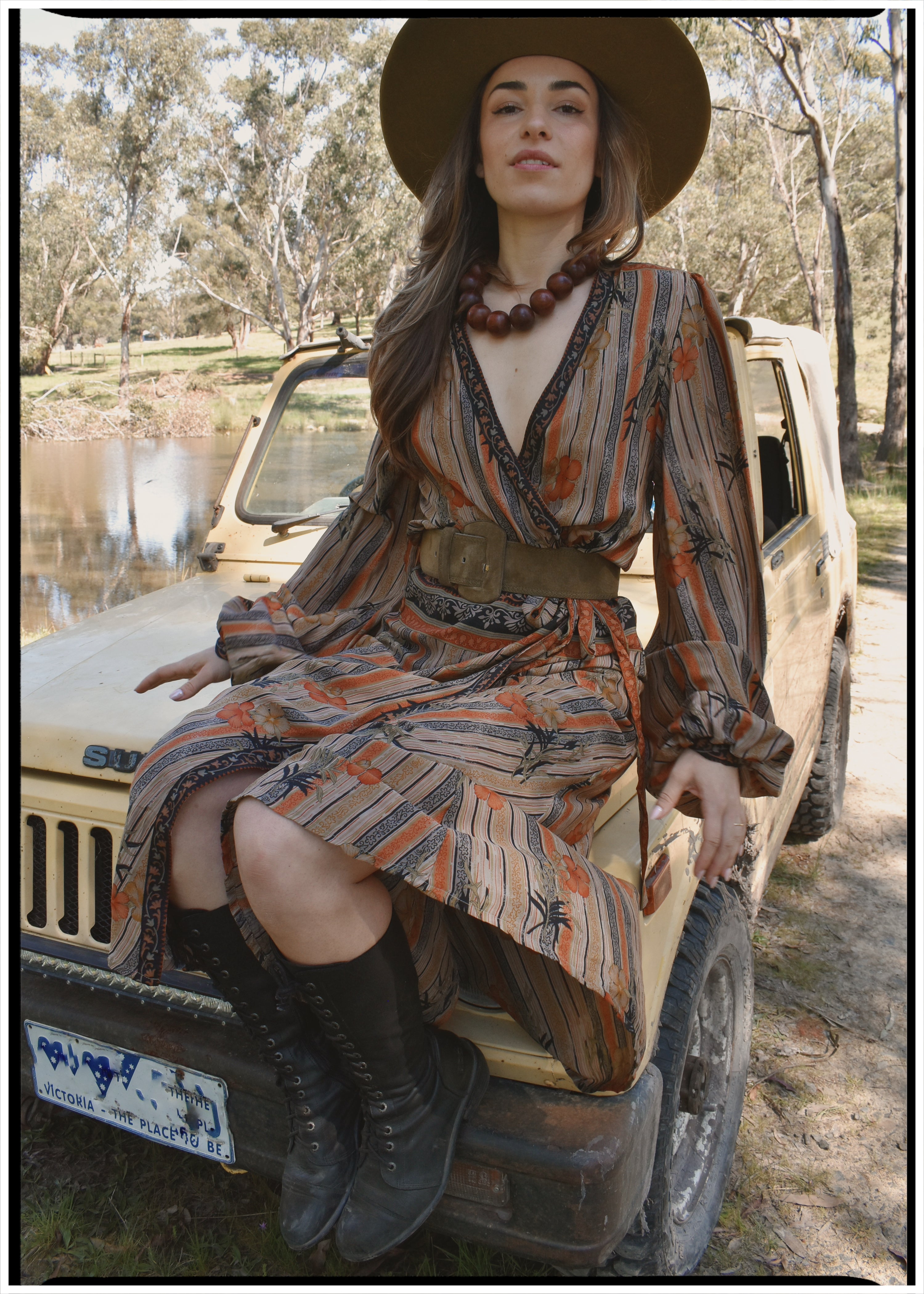 Caladium Wrap Silk Dress ~ Morel L
