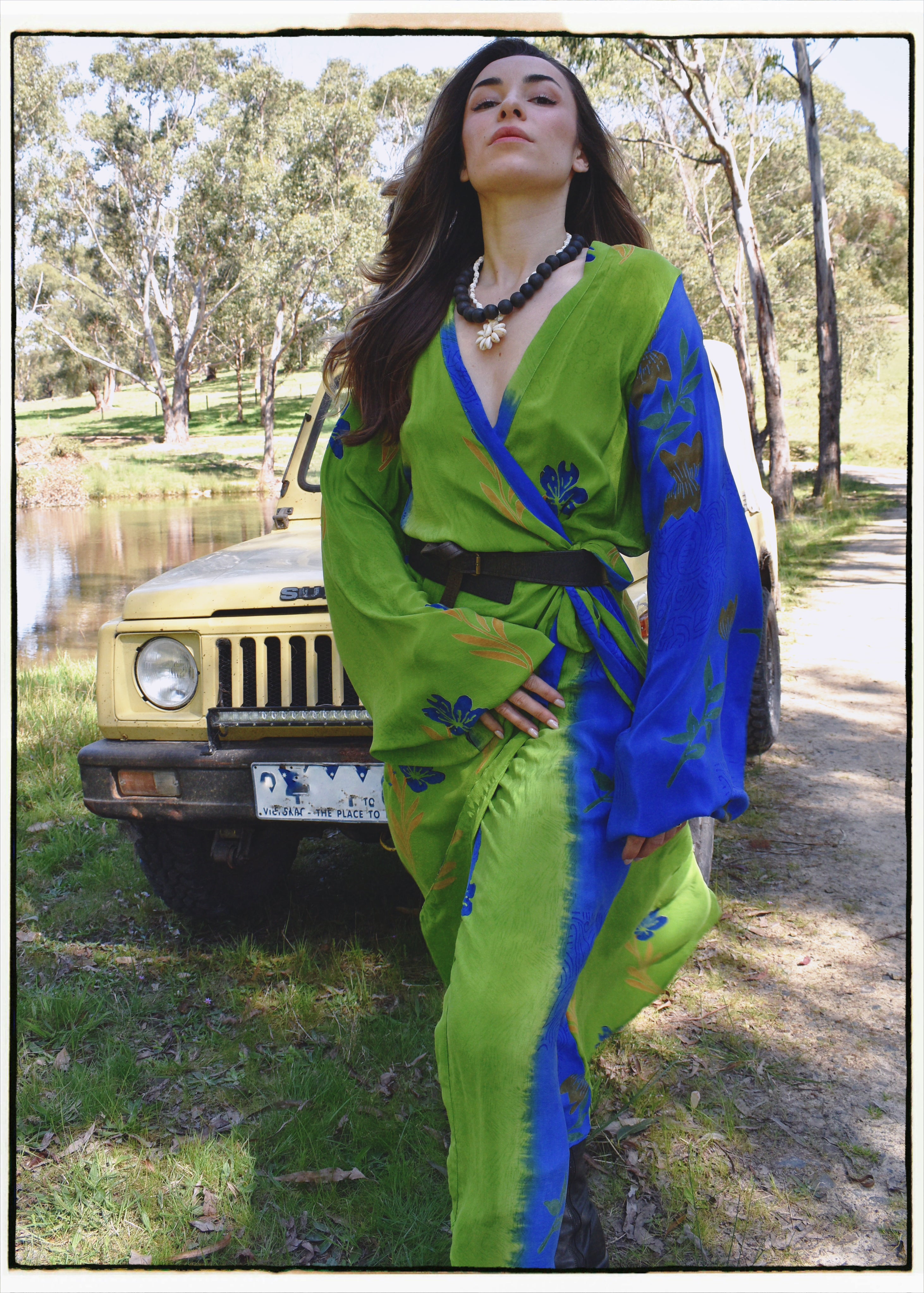 Caladium Wrap Silk Dress ~ Daiquiri XL
