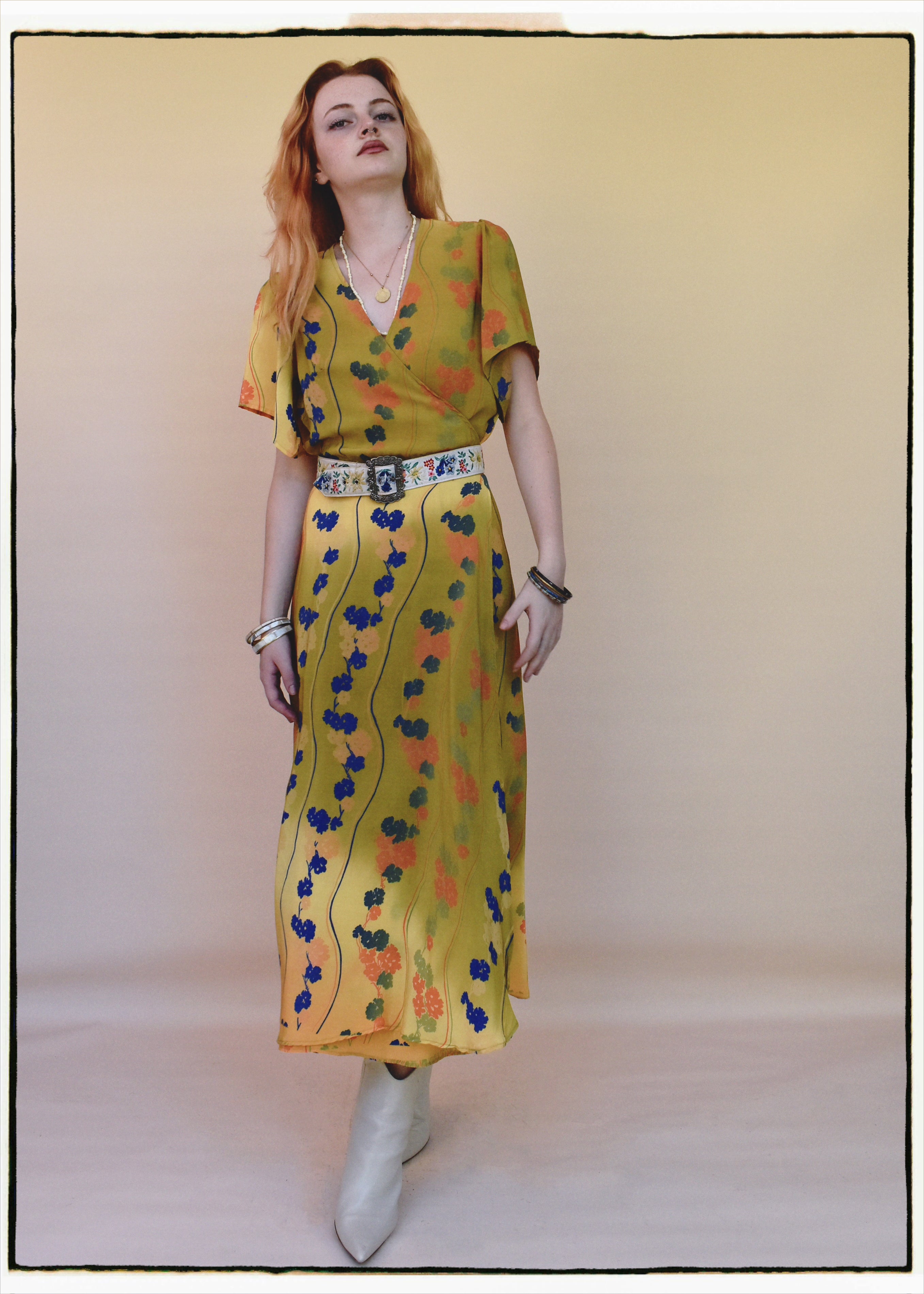 Liatris Silk Crepe Flutter Sleeve Wrap Dress ~ Ceylon L