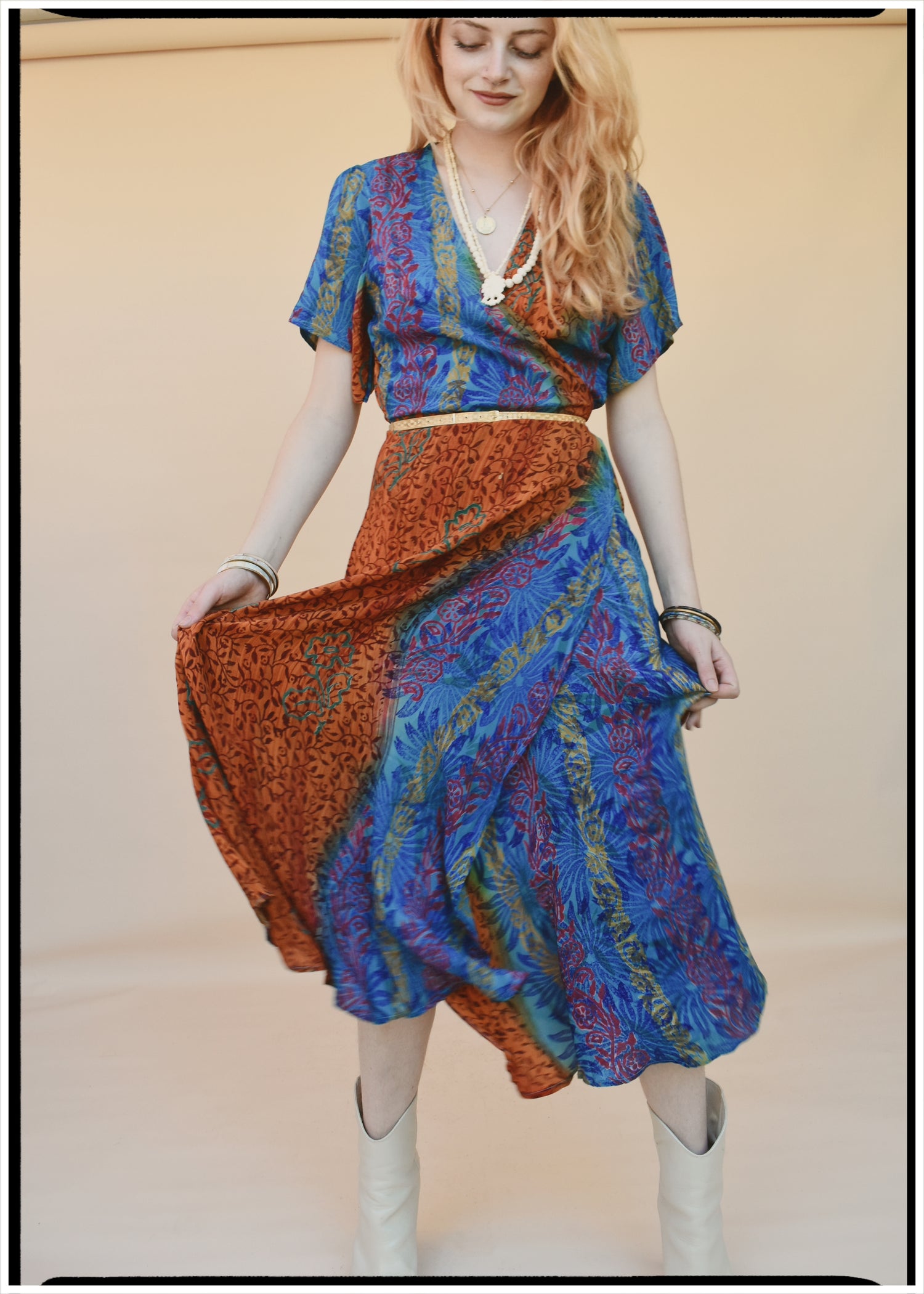 Liatris Silk Crepe Flutter Sleeve Wrap Dress ~ Lantana M