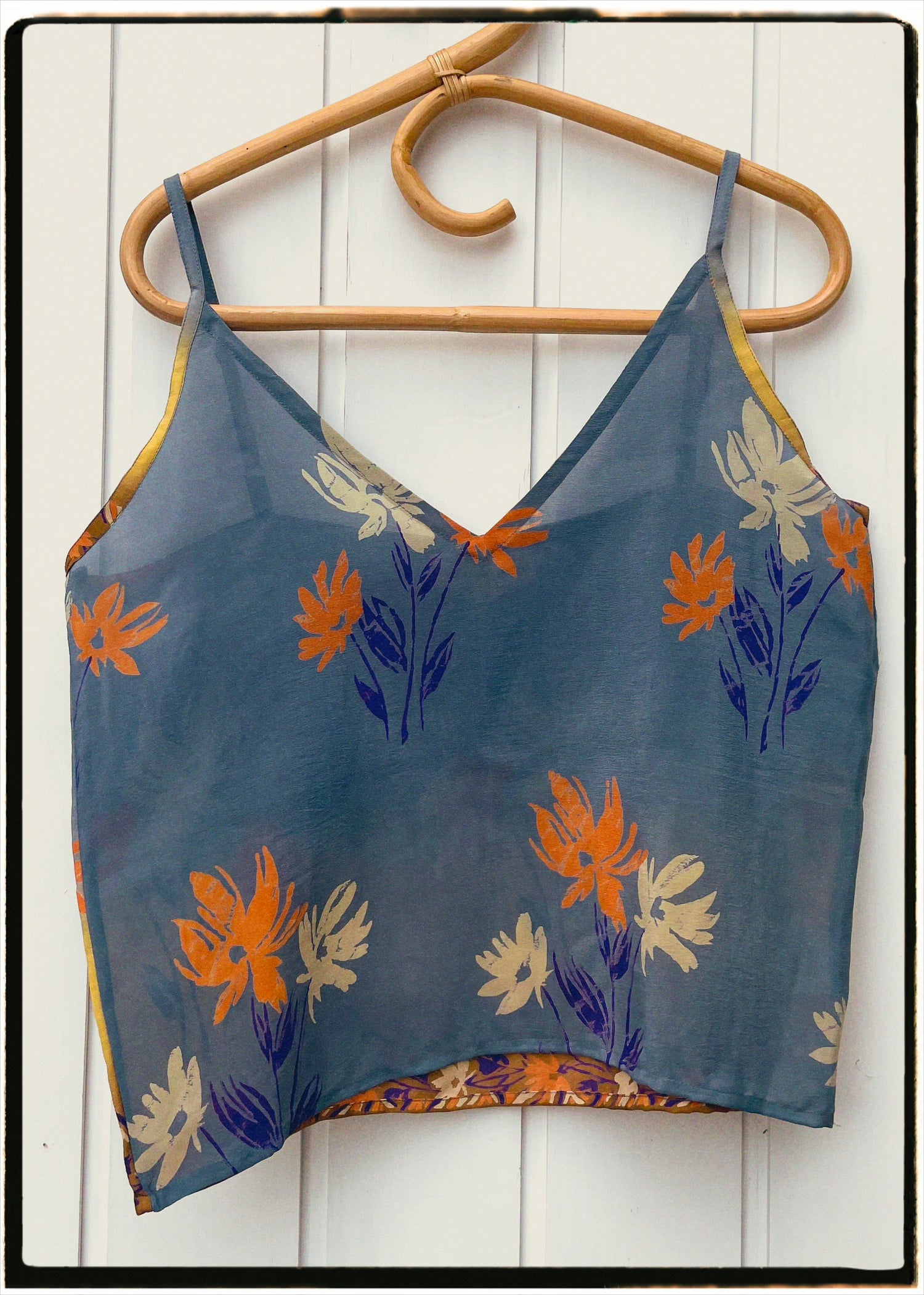 Reseda Silk Crepe Camisole Top ~ Cornflower M