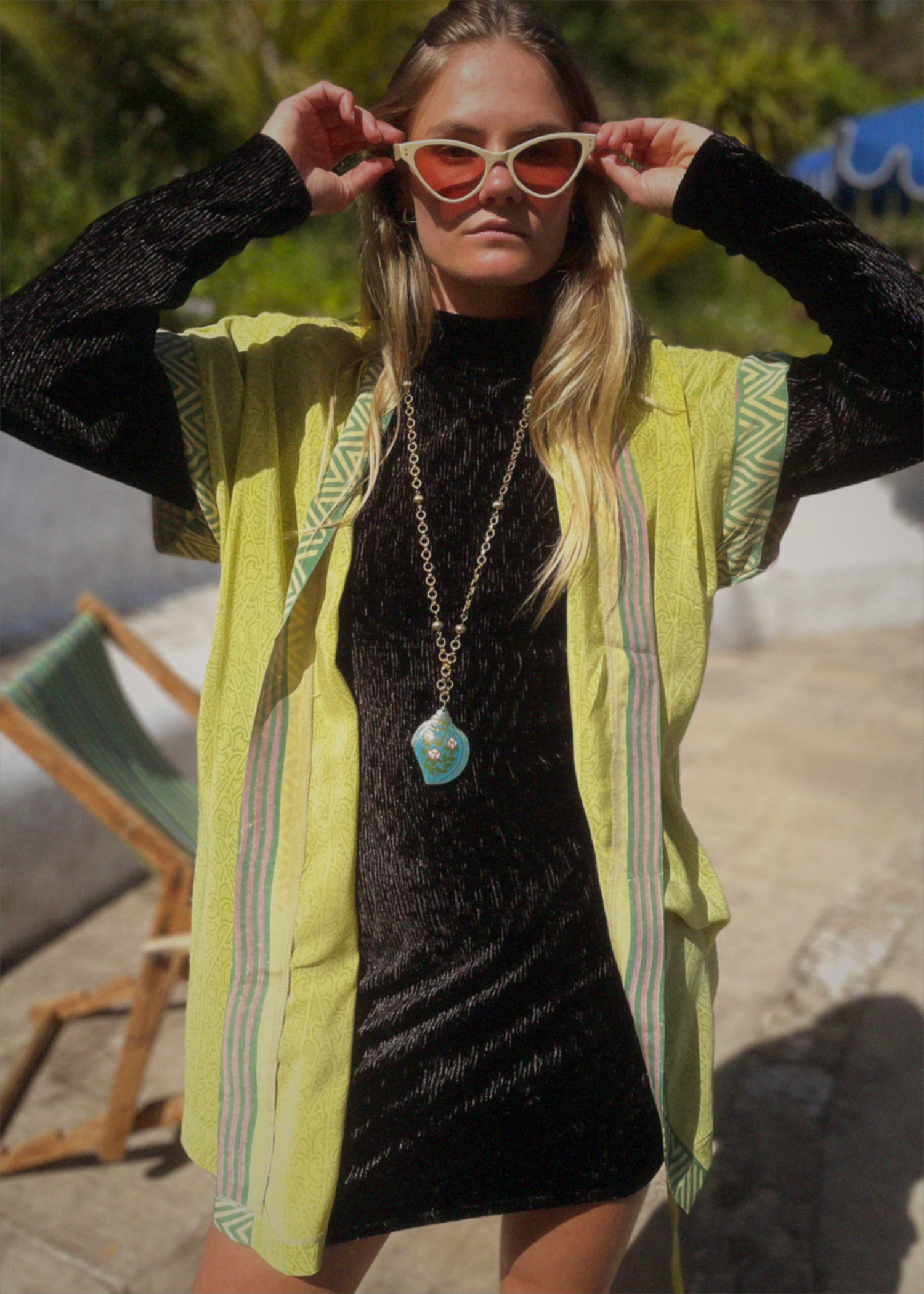 Pilea Silk Crepe Wrap Kimono Top ~ Endive L/XL