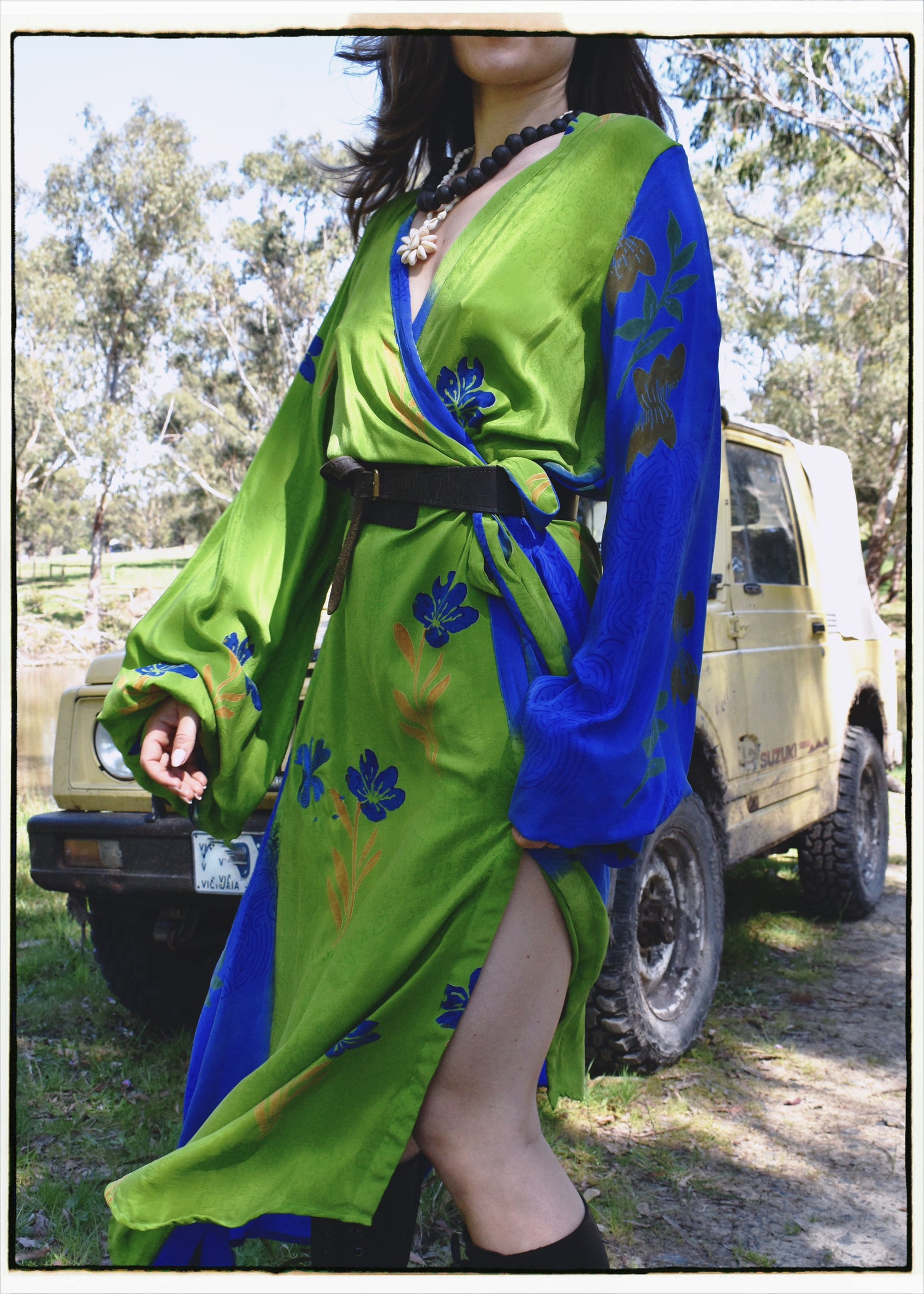 Caladium Wrap Silk Dress ~ Daiquiri XL