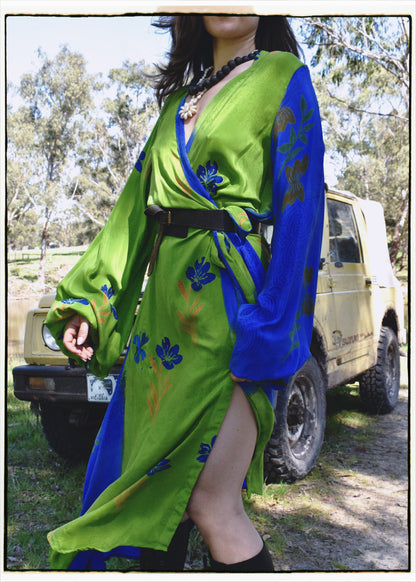 Caladium Wrap Silk Dress ~ Daiquiri XL