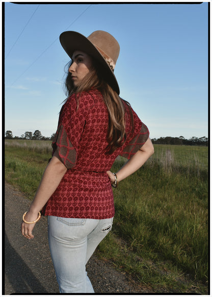 Bassia Silk Crepe Cross Tie Front Blouse ~ Georgia L