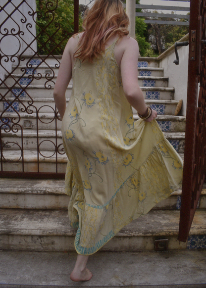 Eustoma Silk Crepe Swing Maxi Dress ~ Papyrus M