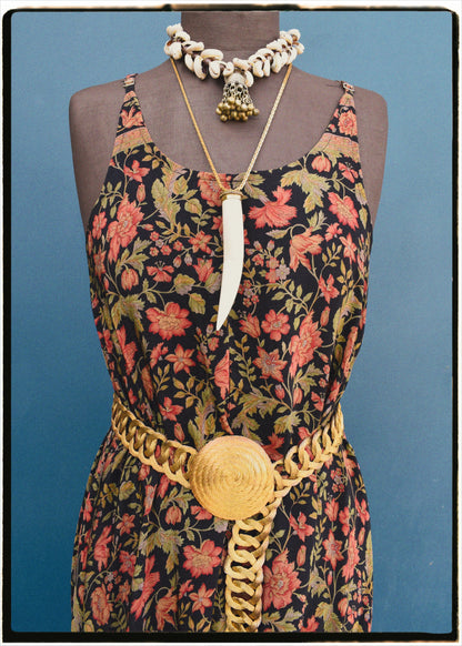 Eustoma Silk Crepe Swing Maxi Dress ~ Heron L