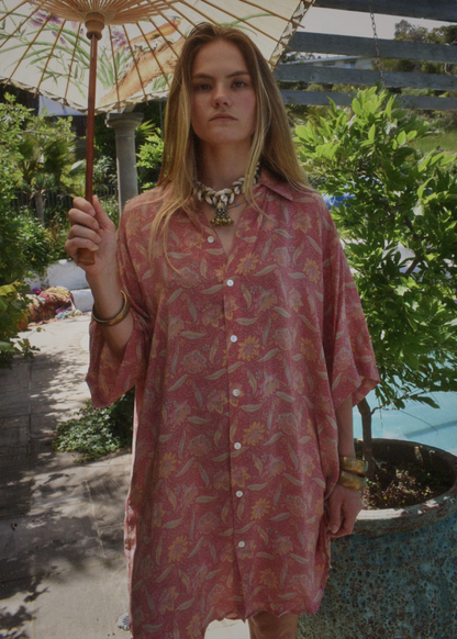 Astralagus Silk Crepe Oversized Shirt ~ Terra