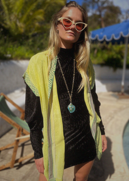 Pilea Silk Crepe Wrap Kimono Top ~ Endive L/XL