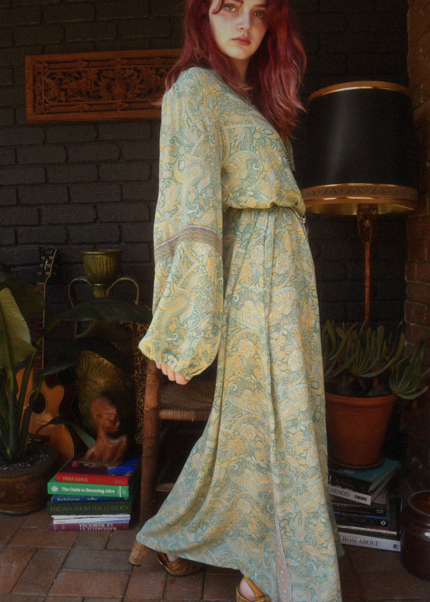Zea Silk Crepe Kaftan Maxi Dress ~  Aqua XL
