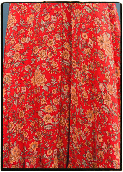 Eustoma Silk Crepe Swing Maxi Dress ~ Alert XL