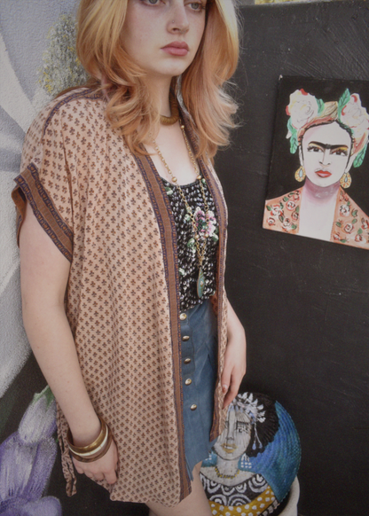 Pilea Silk Crepe Wrap Kimono Top ~ Angora S/M