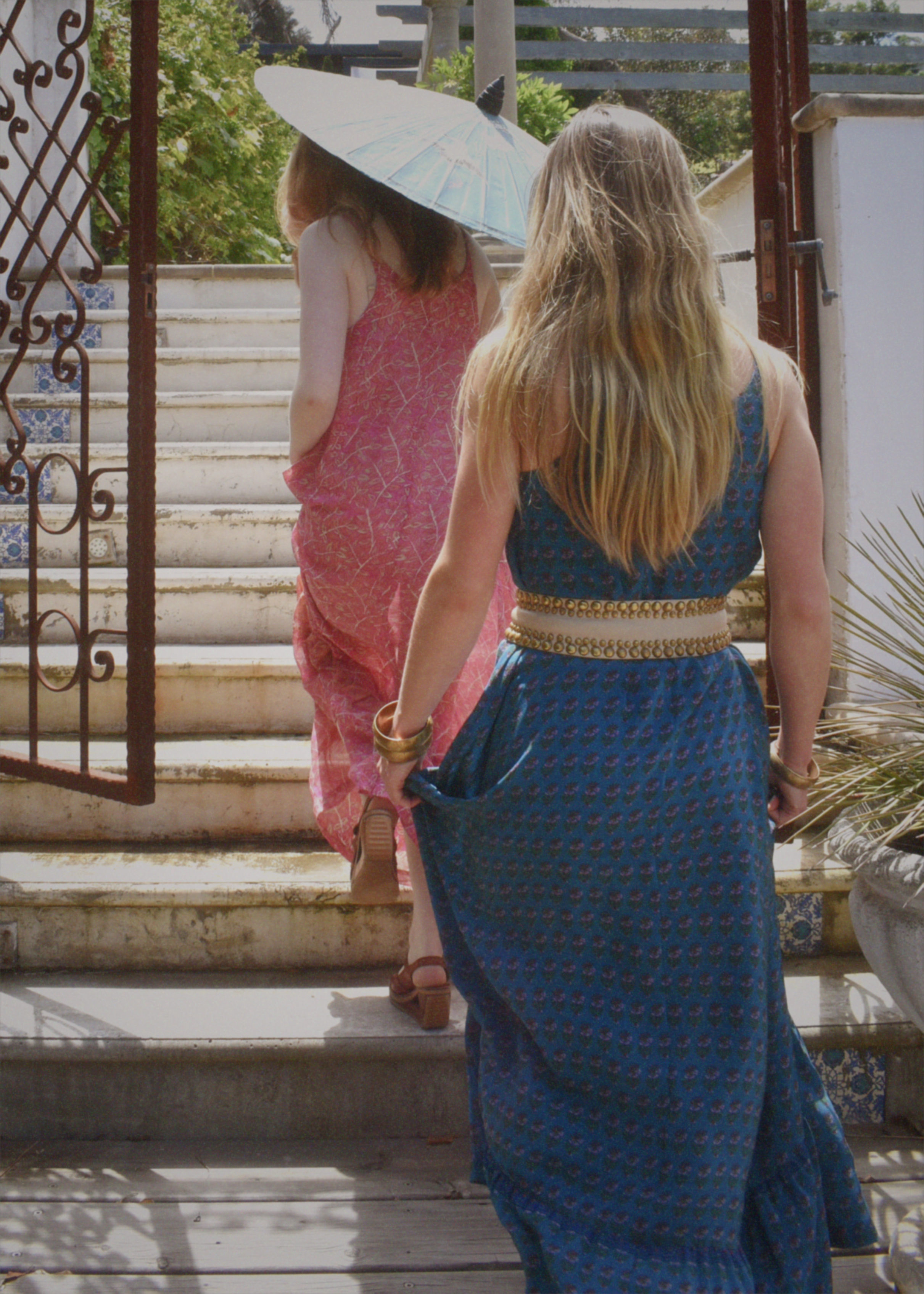 Eustoma Silk Crepe Swing Maxi Dress ~ Chambray XS