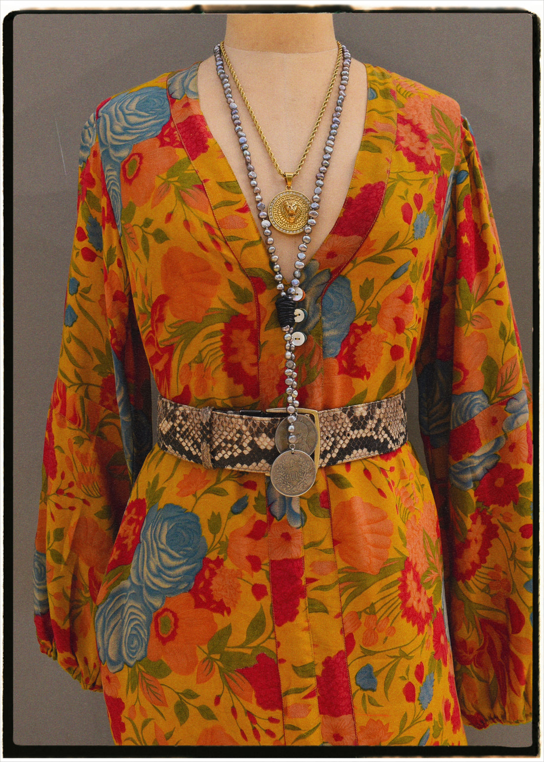 Zea Silk Crepe Kaftan Maxi Dress ~  Mimosa S