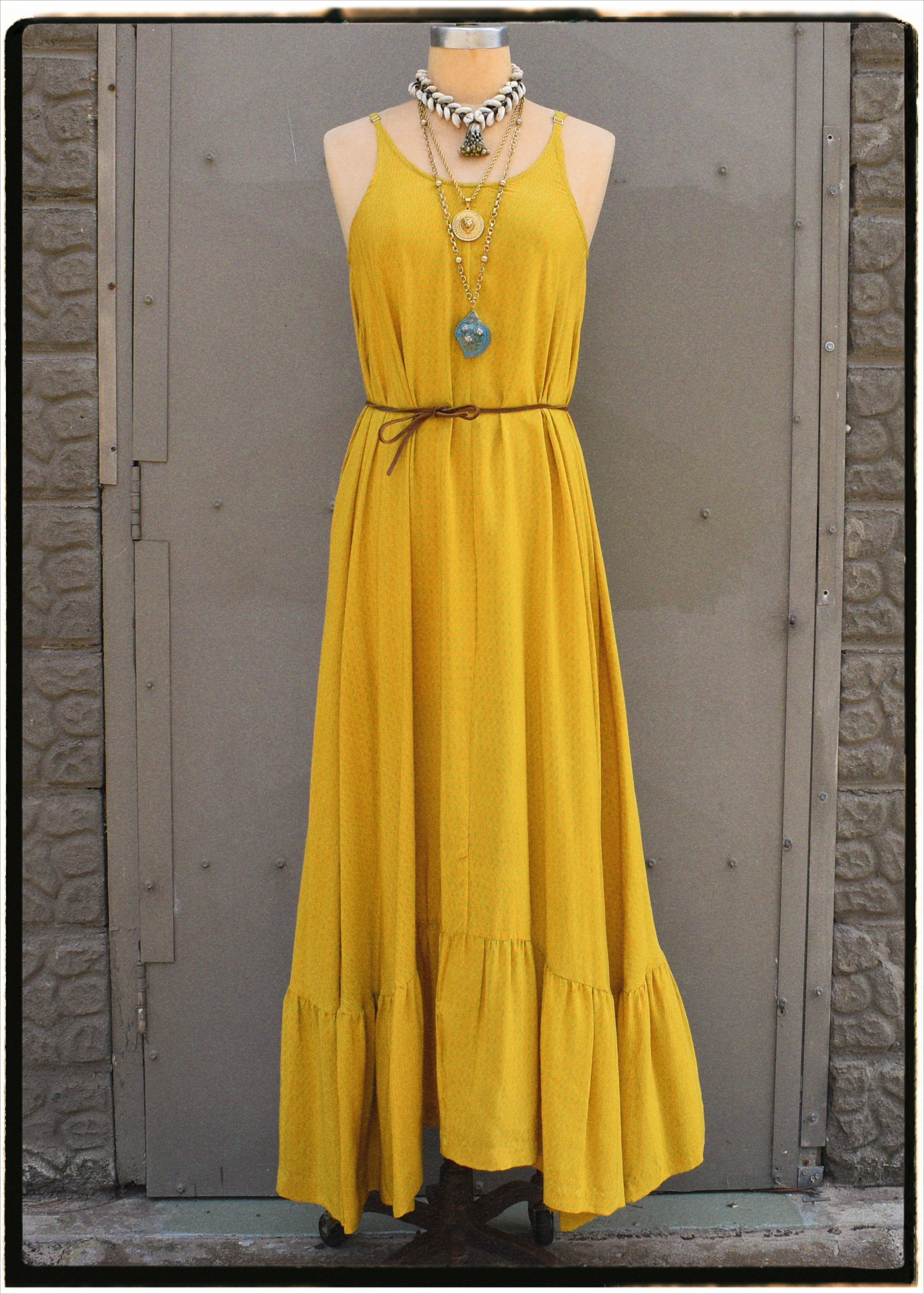 Eustoma Silk Crepe Swing Maxi Dress ~ Snake Eye L