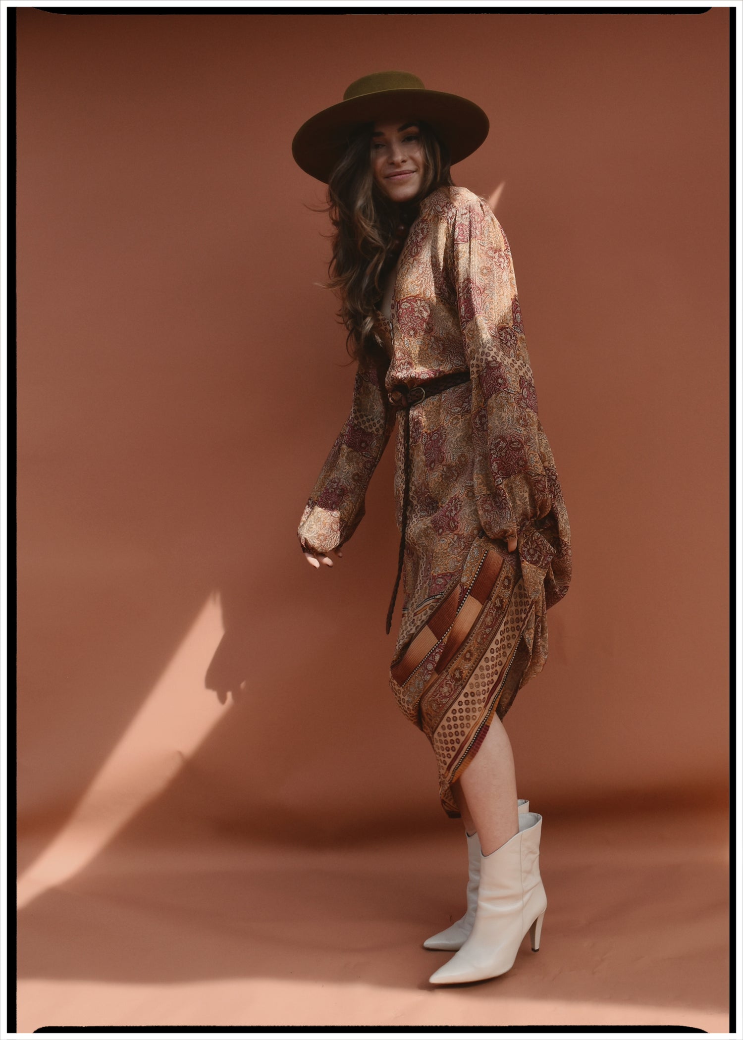 Zea Silk Crepe Kaftan Maxi Dress ~  Cameo XS