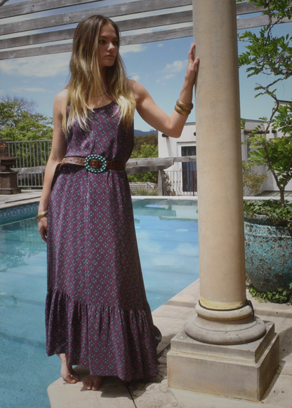 Eustoma Silk Crepe Swing Maxi Dress ~ Tulipwood XS