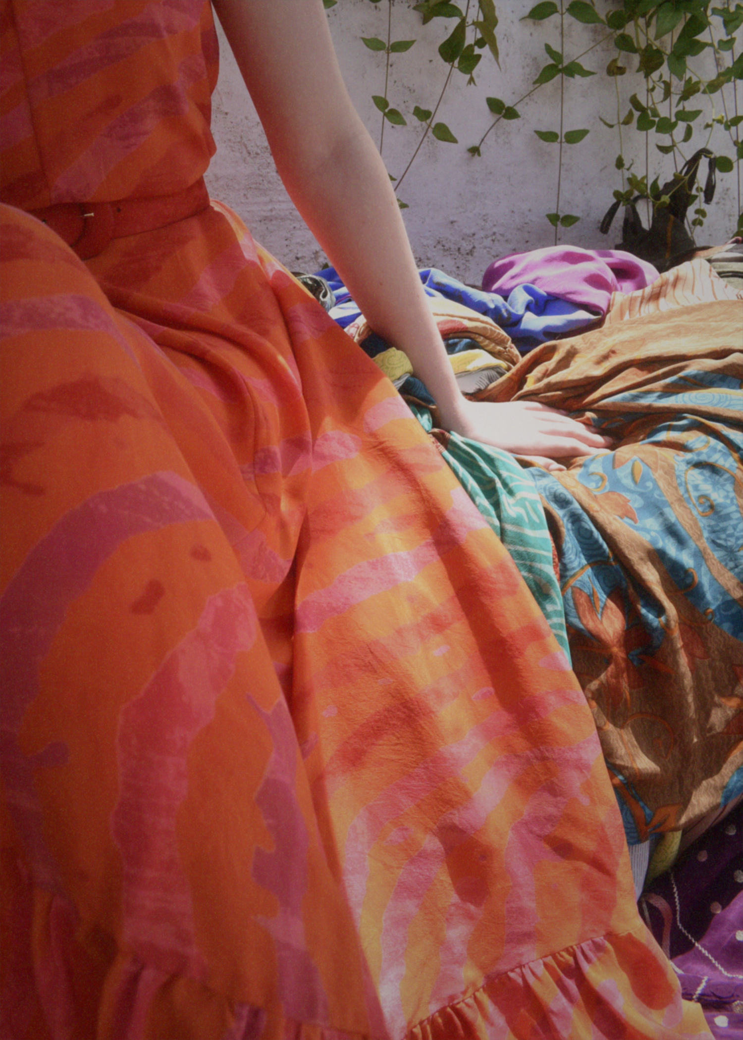 Eustoma Silk Crepe Swing Maxi Dress ~ Sunset M