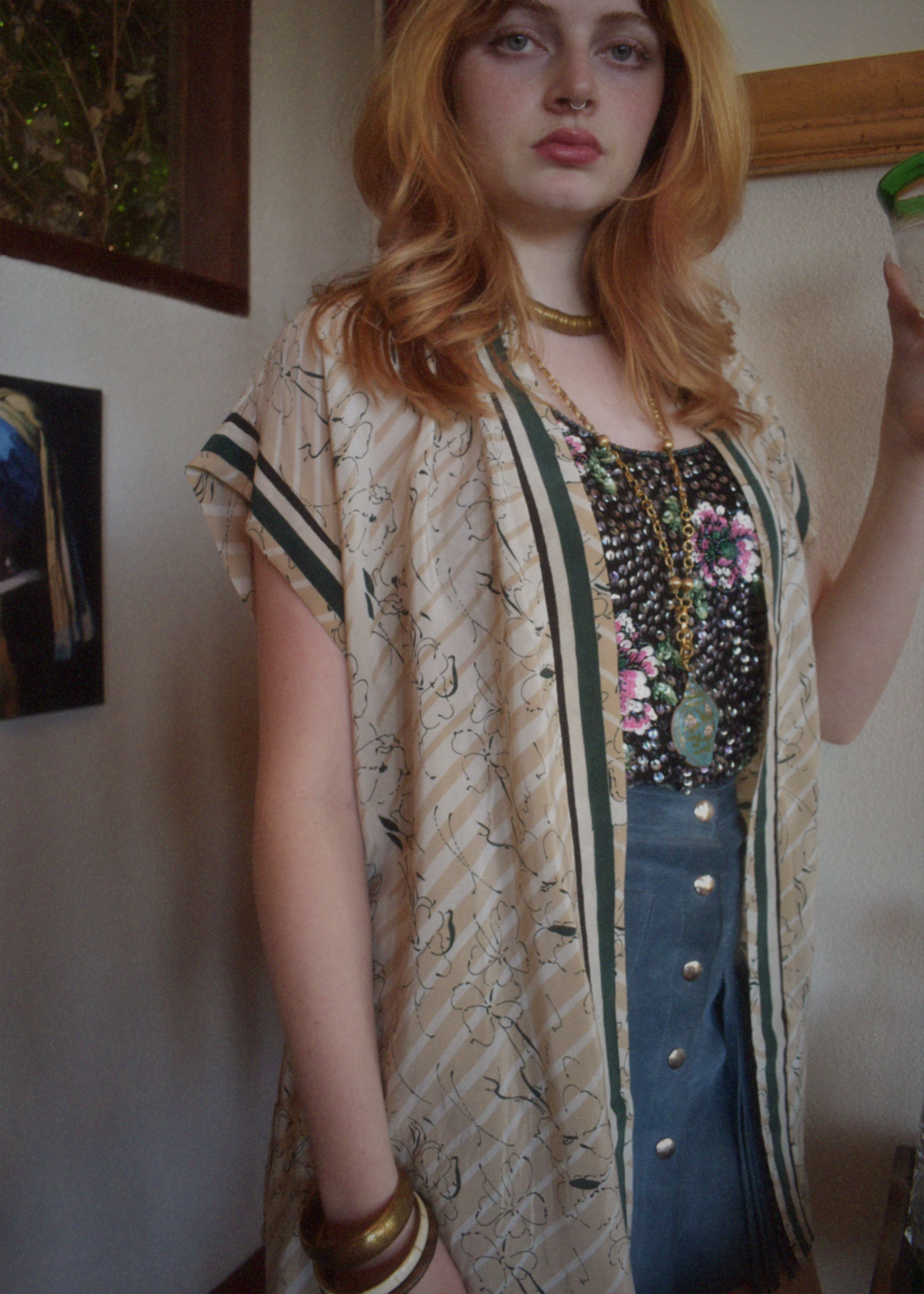 Pilea Silk Crepe Wrap Kimono Top ~ Crema S/M