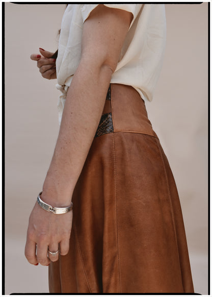 Tagetes Leather Midi Skirt