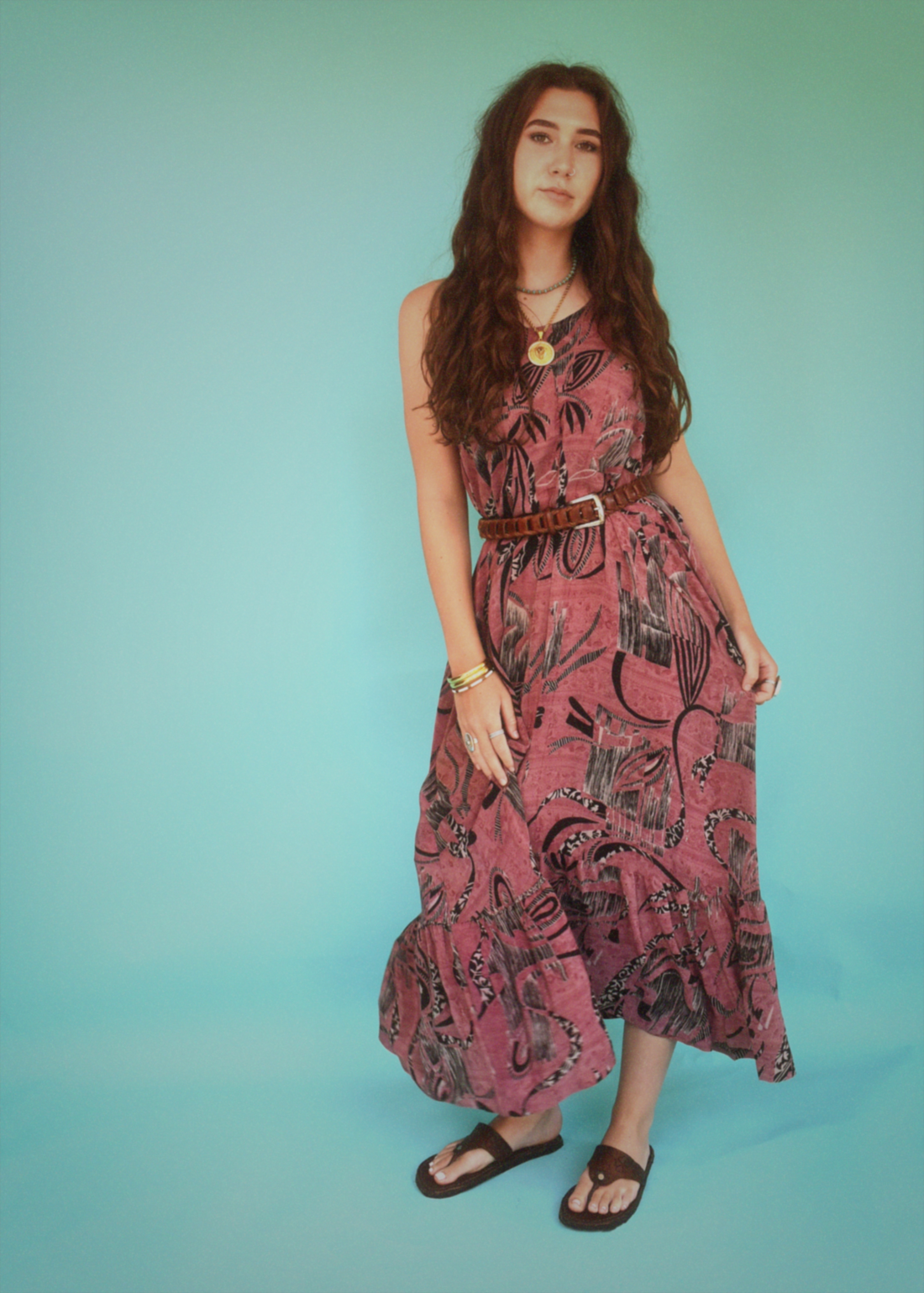 Eustoma Silk Crepe Swing Maxi Dress ~ Urban XL