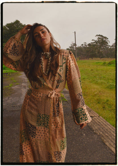 Caladium Wrap Silk Dress ~ Iris L