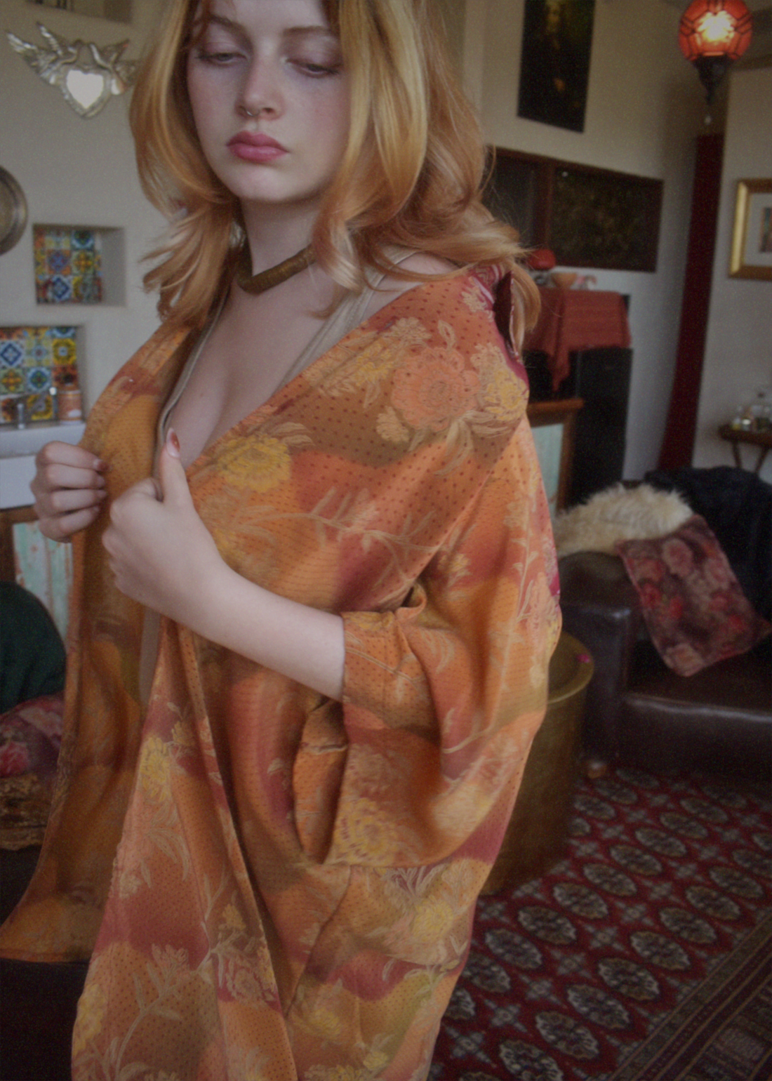 Astralagus Silk Crepe Oversized Shirt ~ Tequila Sunrise