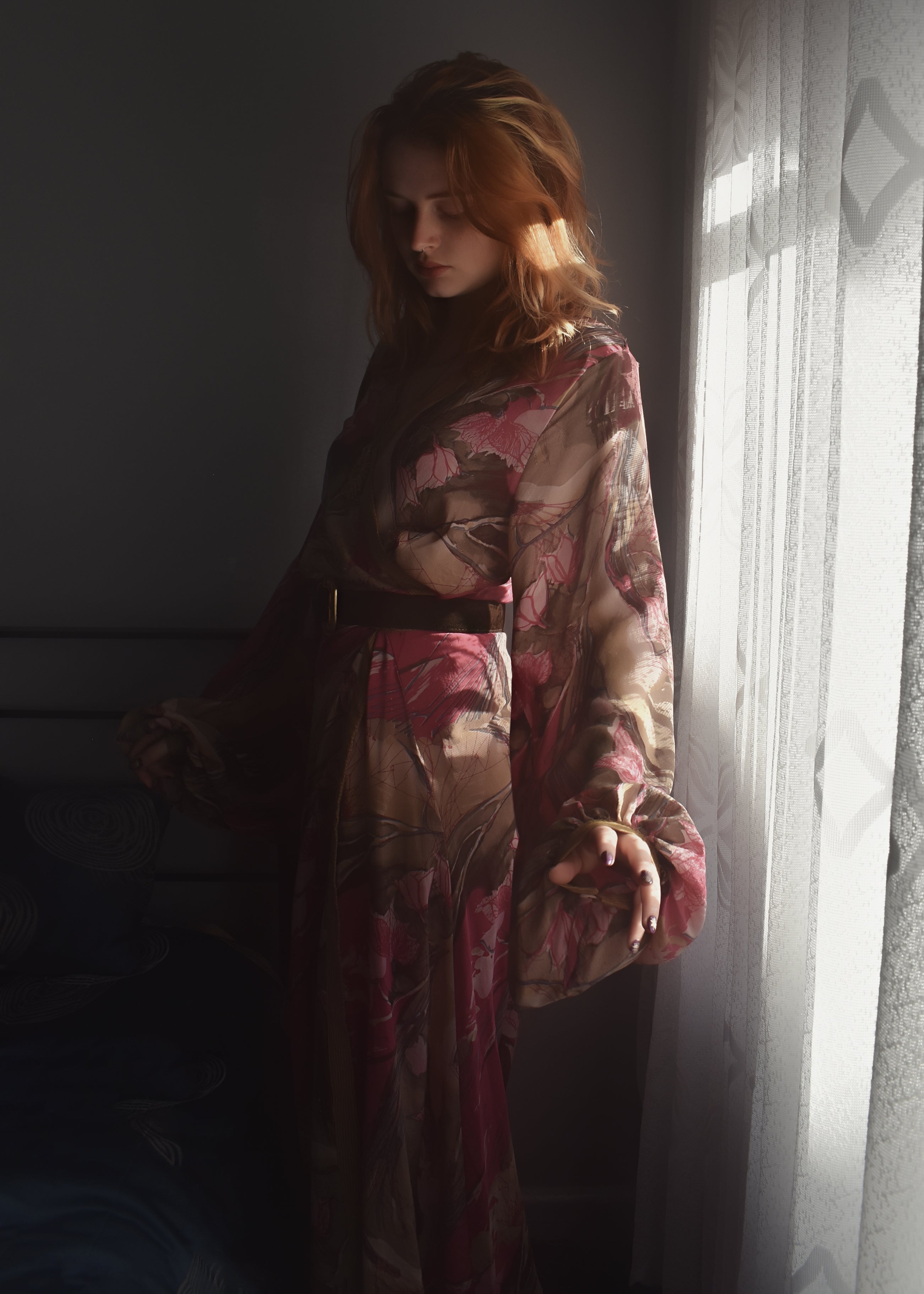 Caladium Wrap Silk Dress ~  Taos XL