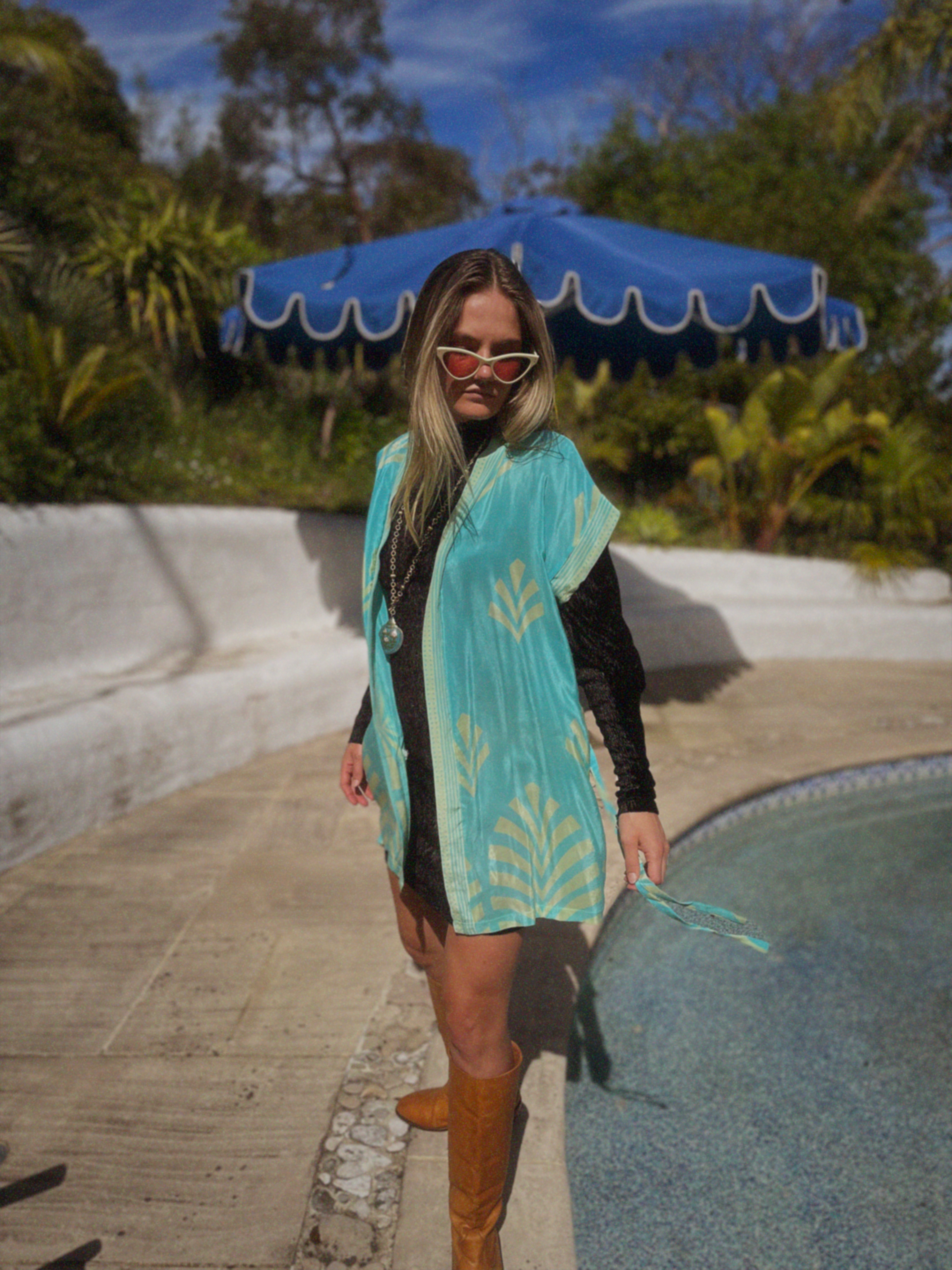 Pilea Silk Crepe Wrap Kimono Top ~ Petit S/M